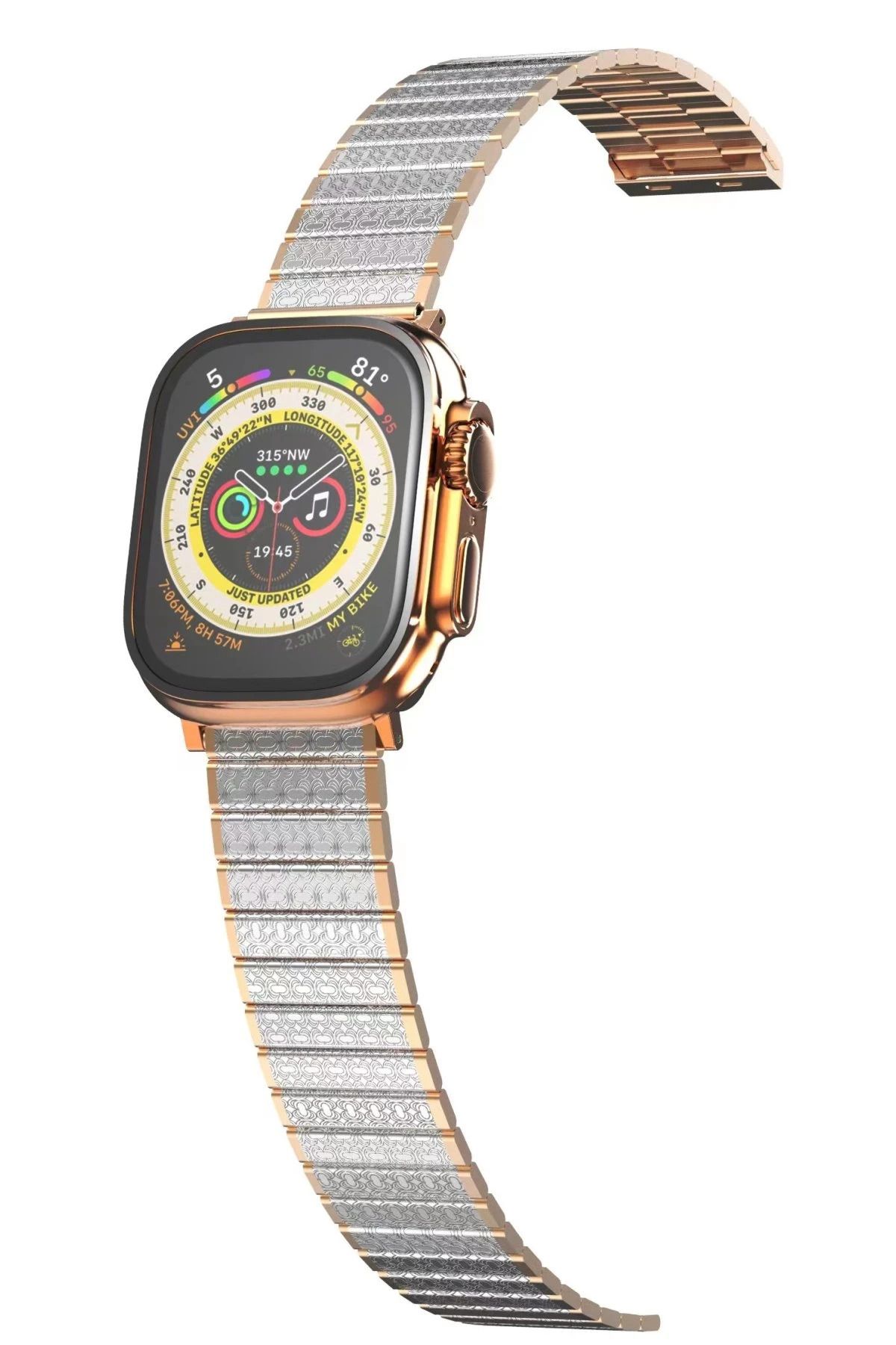 NewFace Apple Watch 38mm Made Metal Kordon - Gümüş-Rose Gold JOJUA
