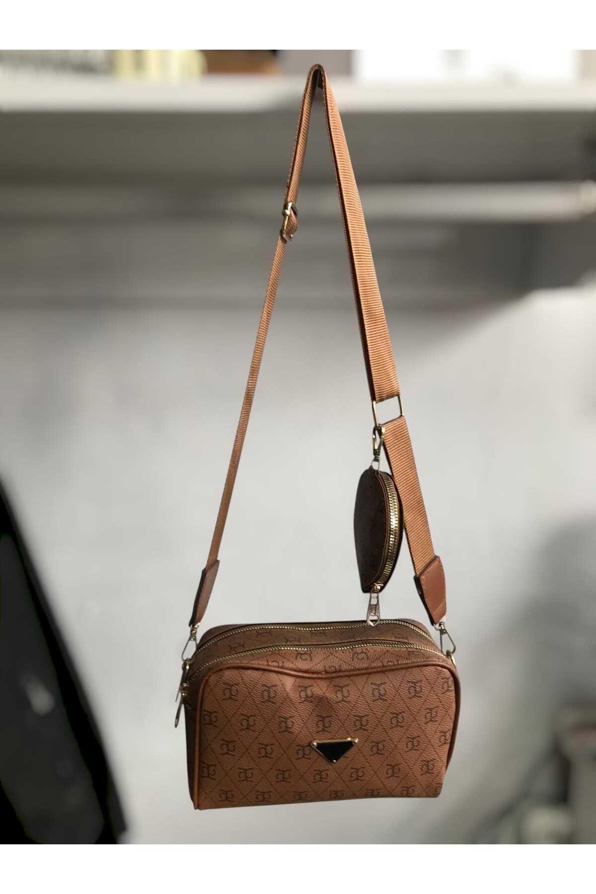 Zihni Leatherwork Kahverengi Uzun Askılı Omuz Çantası, Cüzdan Detaylı