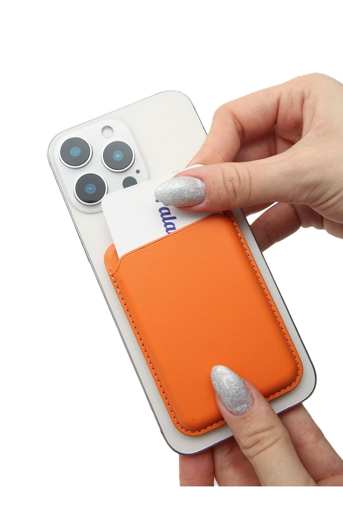 Paladyum Case MagSafe Özellikli Turuncu Standlı Manyetik Kartlık Cüzdan