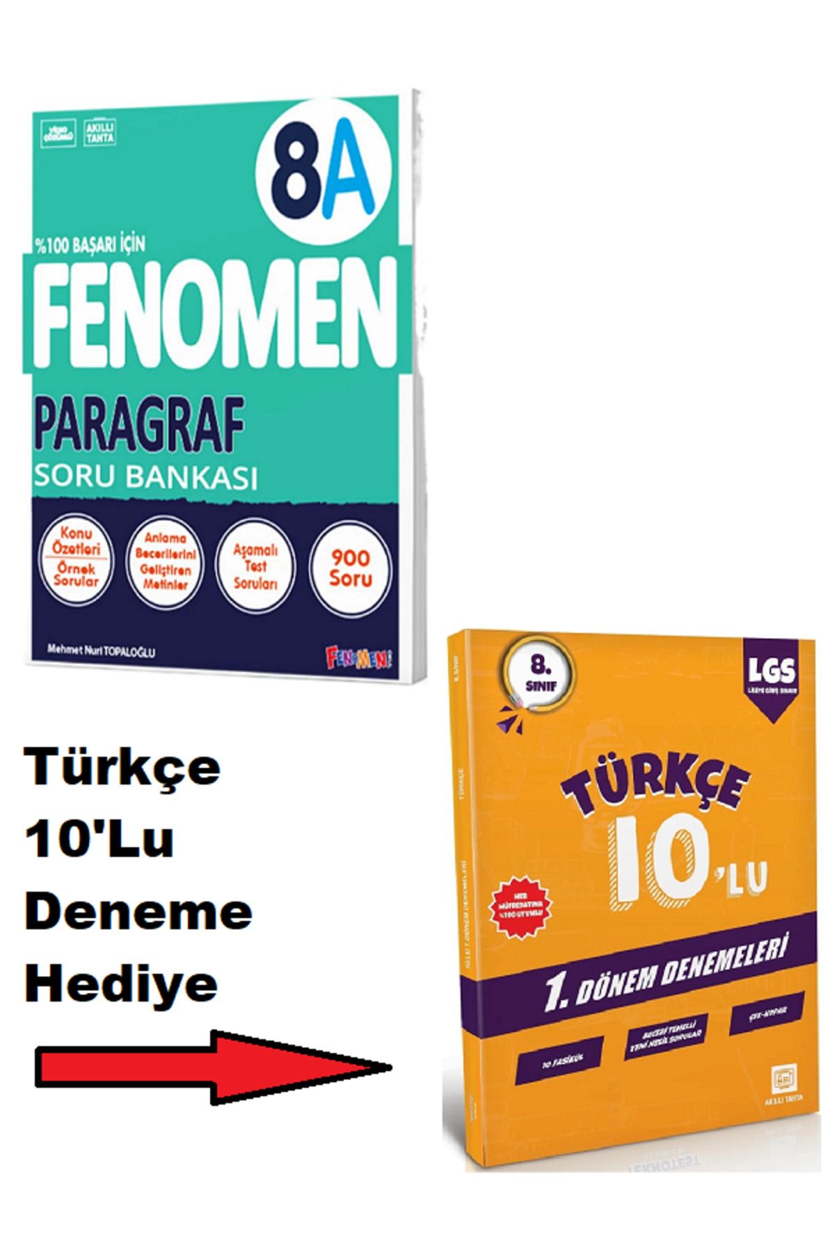 Efsane Yayınları 8.Sınıf Fenomen 8A Paragraf Soru Bankası - 900 Soru / 8.Sınıf 10'Lu Türkçe Deneme Hediye - 2 KİTAP