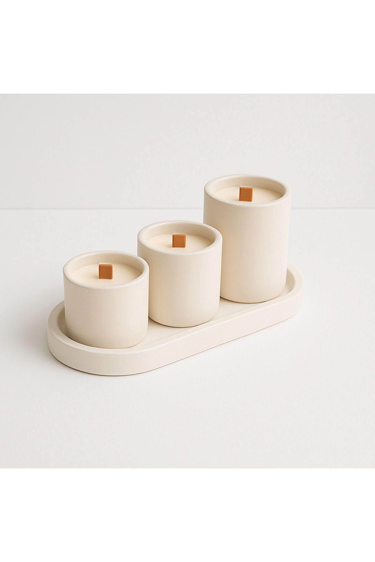 Passtelia 3'lü Tabaklı Tealight Mumluk, Beton Mumluk