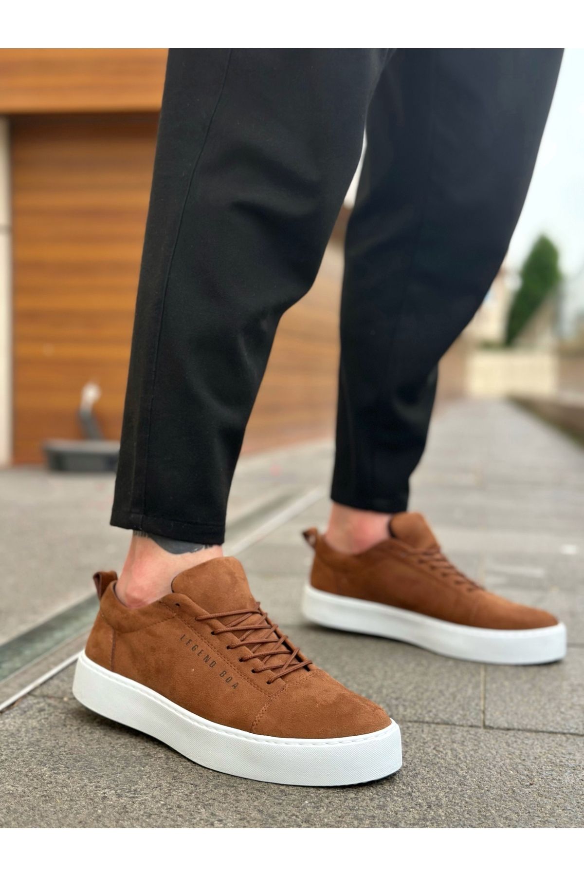 EBRUS TREND ET0104 Bağcıklı Taba Süet Beyaz Taban Spor Klasik Erkek Ayakkabı