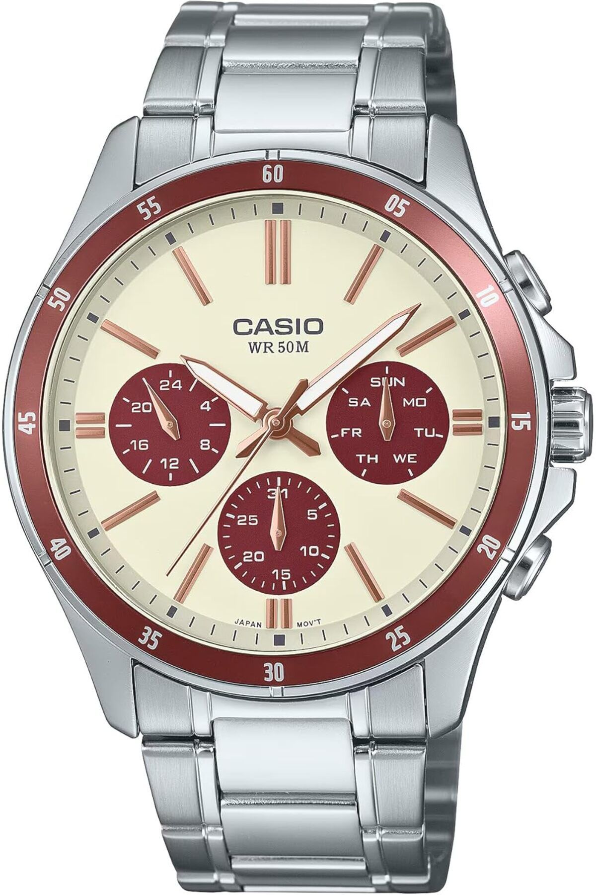 Casio-Men's Analog Cream Dial Watch, Enticer MTP-1374D-5A2VDF 1