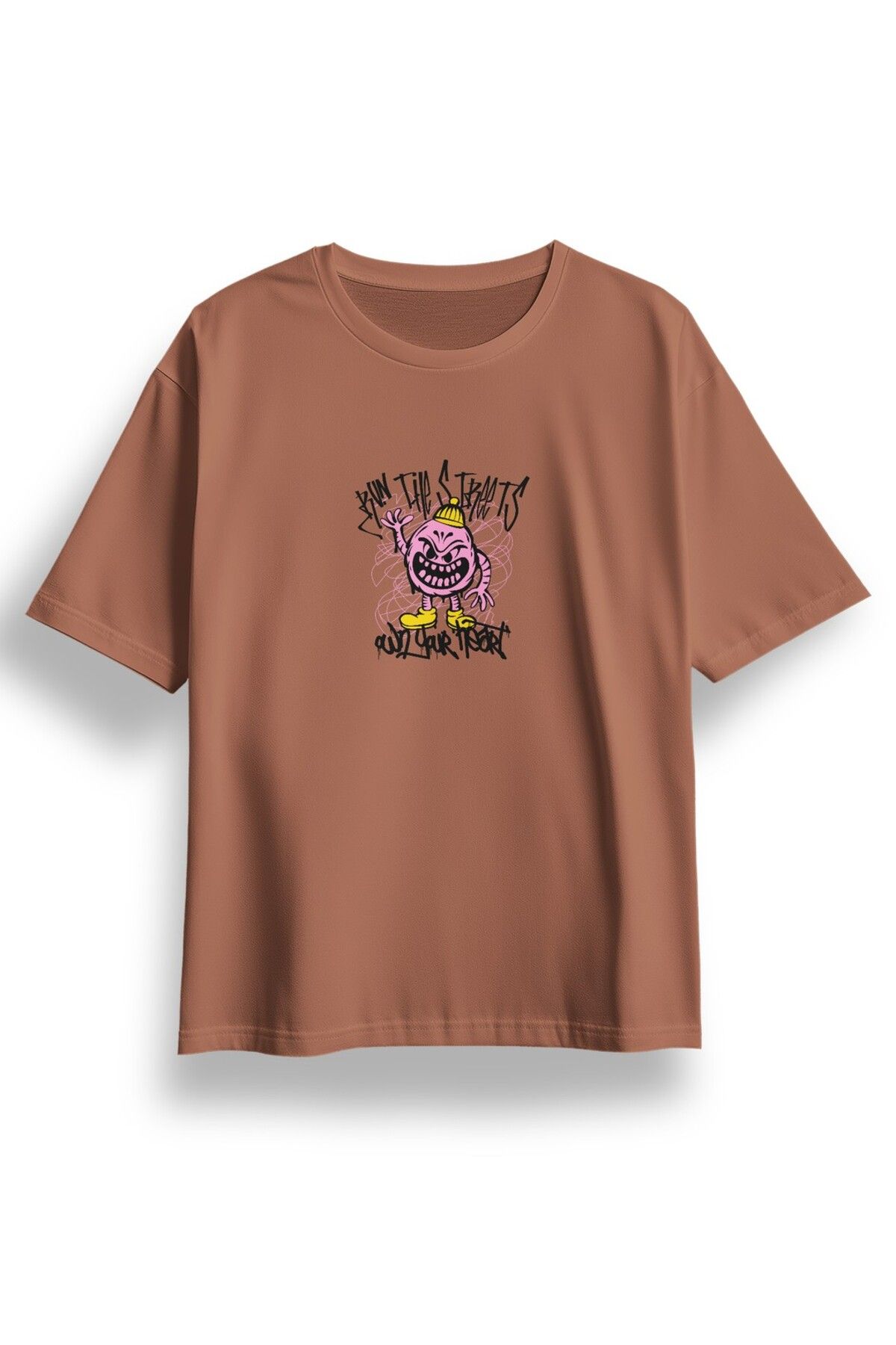LUMARTA Oversize Run The Streets Baskılı Tshirt