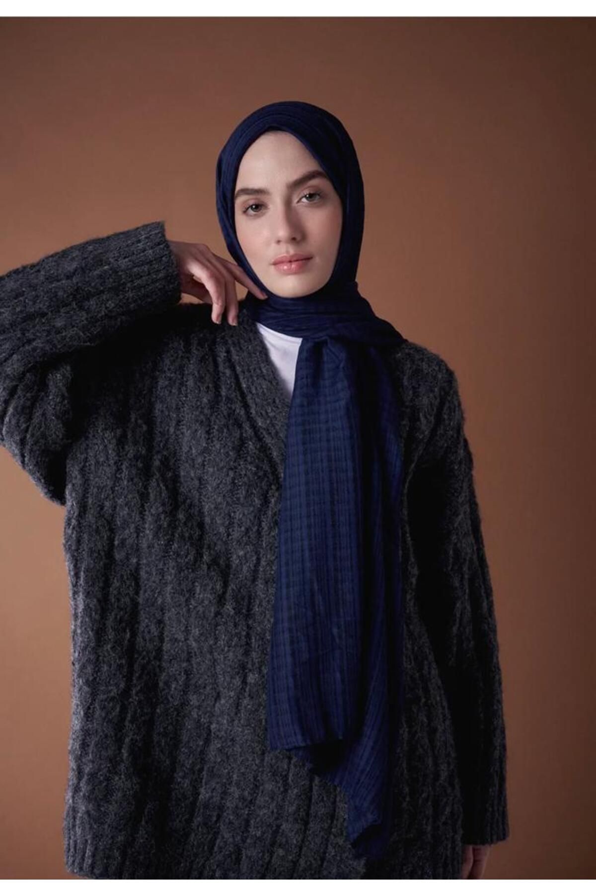 Modakaşmir-Σάλι Aminenesil Misto Cotton Navy Blue 5