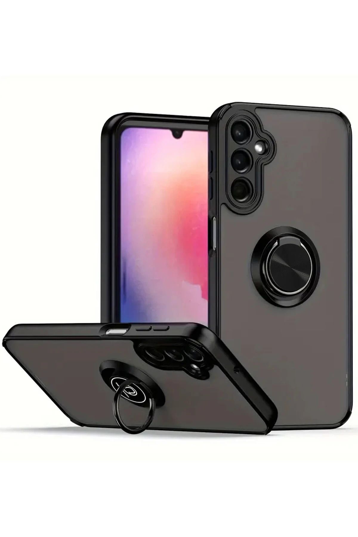 NewFace Samsung Galaxy A16 5G Kılıf Montreal Yüzüklü Silikon Kapak - Siyah NRMSA