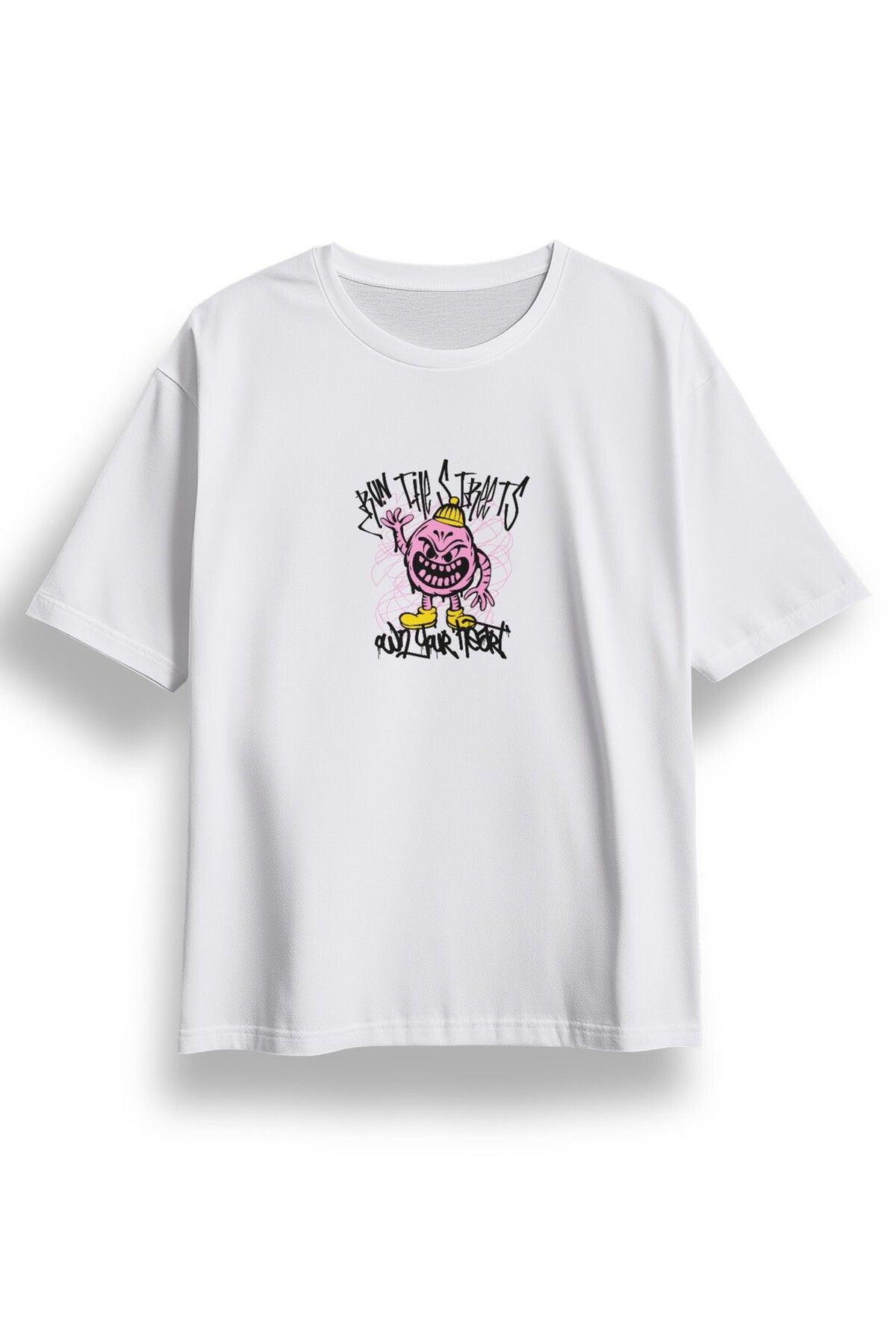 LUMARTA Oversize Run The Streets Baskılı Tshirt