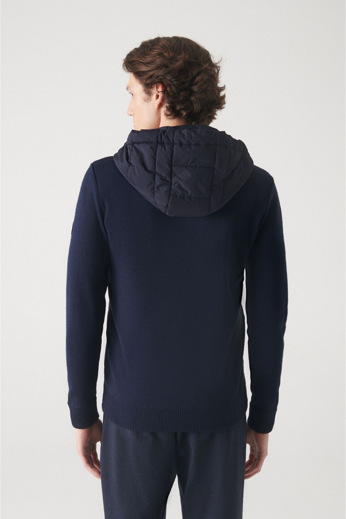 Avva-Ανδρικό μάλλινο παλτό με κουκούλα Navy Blue A22y6023 4