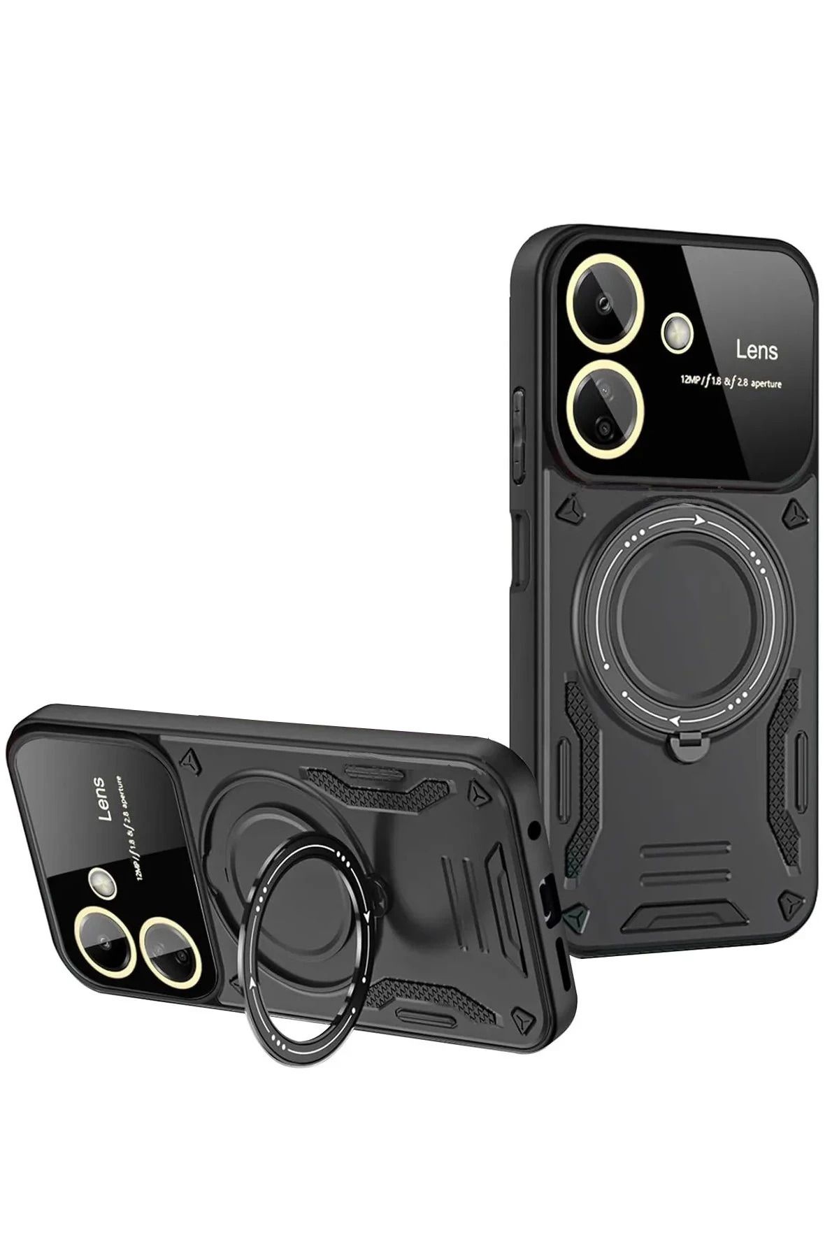 NewFace Xiaomi Redmi 13C Kılıf Joy Lens Standlı Kapak - Siyah FERRG