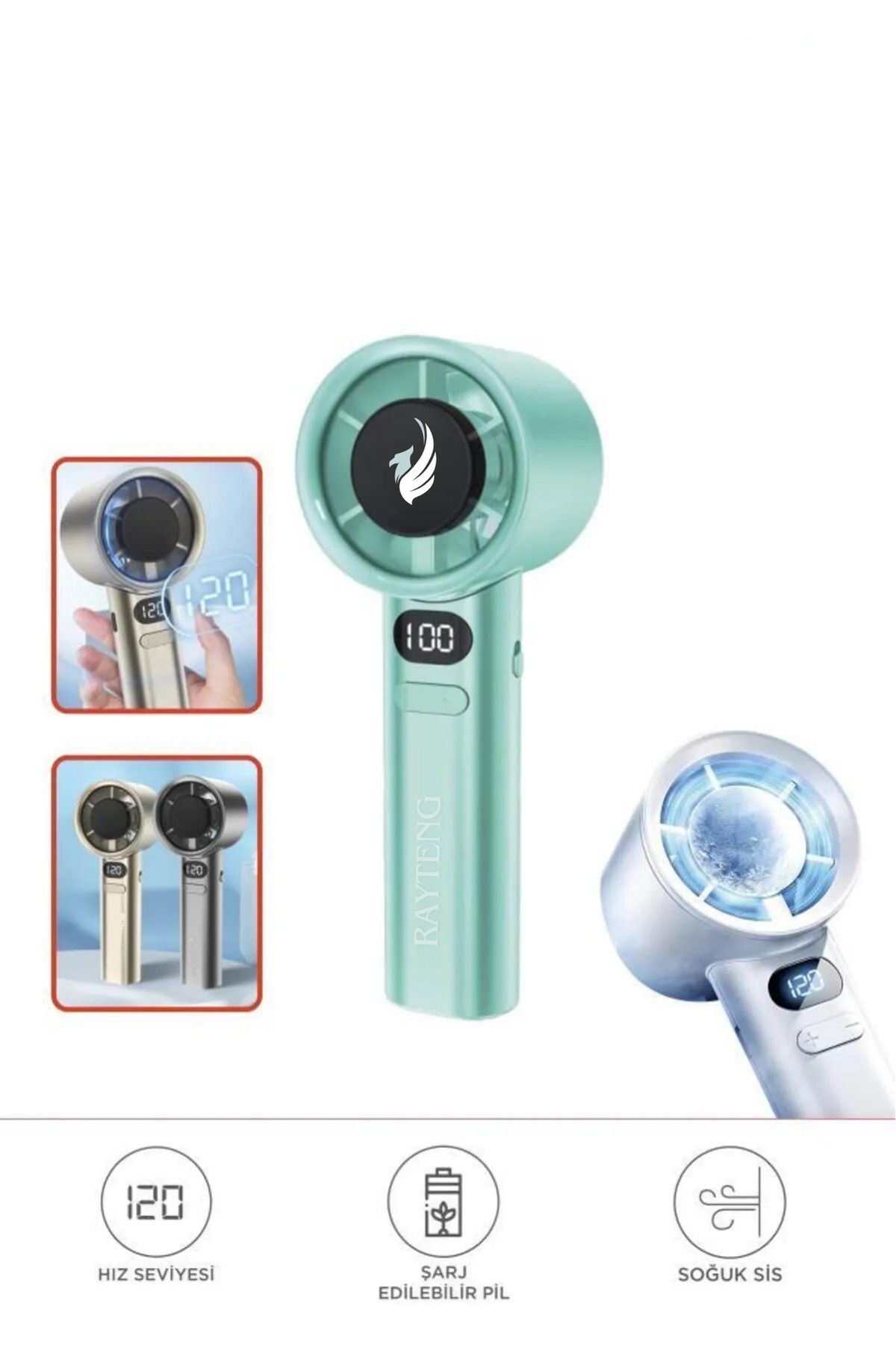 RAYTENG RYT-078 TURBO FAN Dijital Ekranlı 120 Hız Ayarlı Taşınabilir Mini Fan
