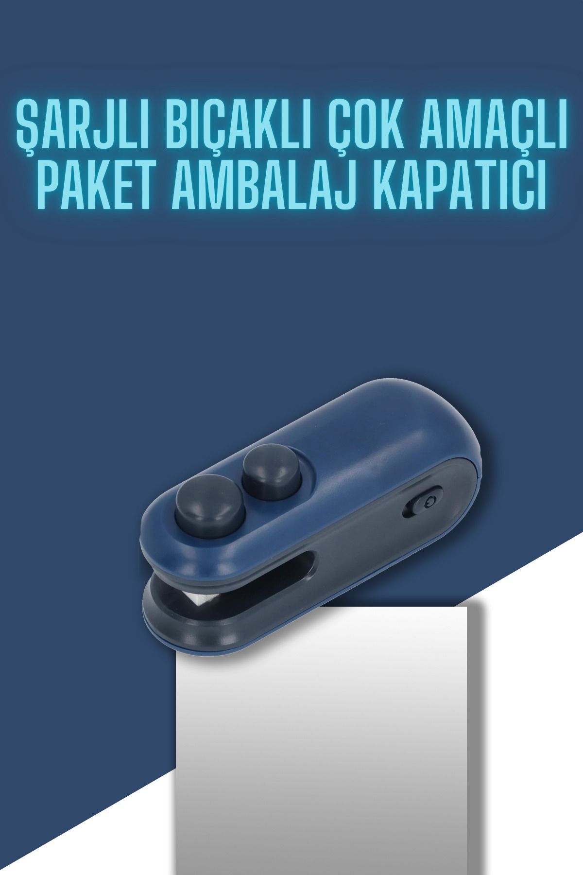 nextbuy Şarjlı Çok amaçlı Isıtıcı Kesici Bıçaklı Poşet Ağzı Kapatma Ambalaj Poşet Ağzı Kapatıcı Lacivert