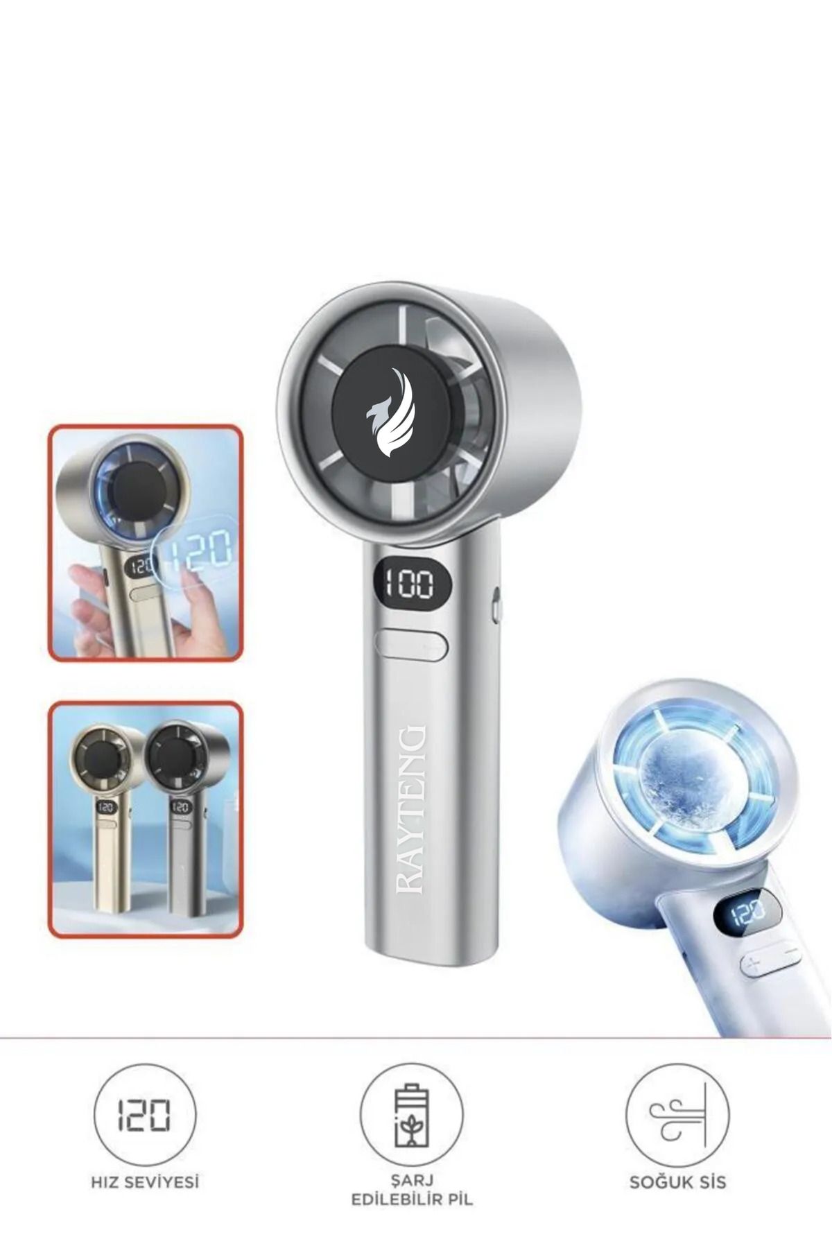 RAYTENG RYT-078 TURBO FAN Dijital Ekranlı 120 Hız Ayarlı Taşınabilir Mini Fan