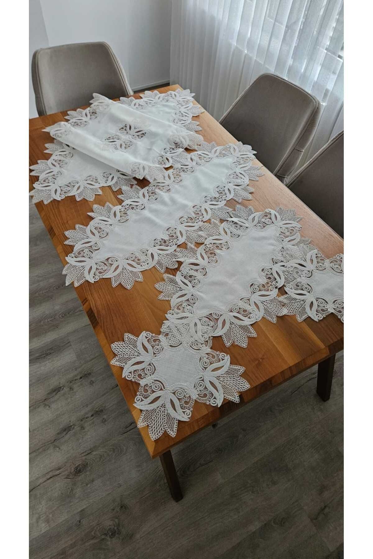 ZESA HOME Keten Üzerine Ağar Güpürlü Lüx Salon Takımları