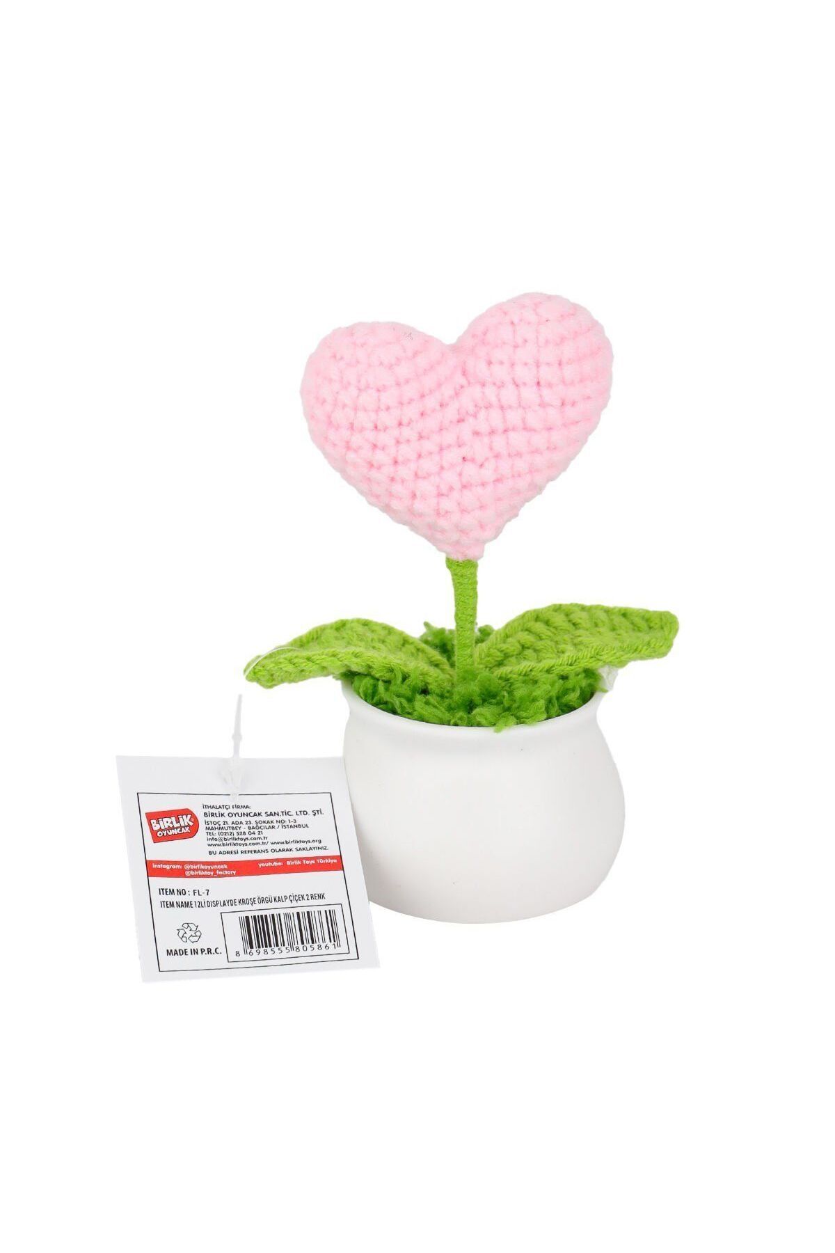 Aymir Ticaret FL-7 12Lİ Kroşe Örgü Saksıda Kalp -Birliktoys