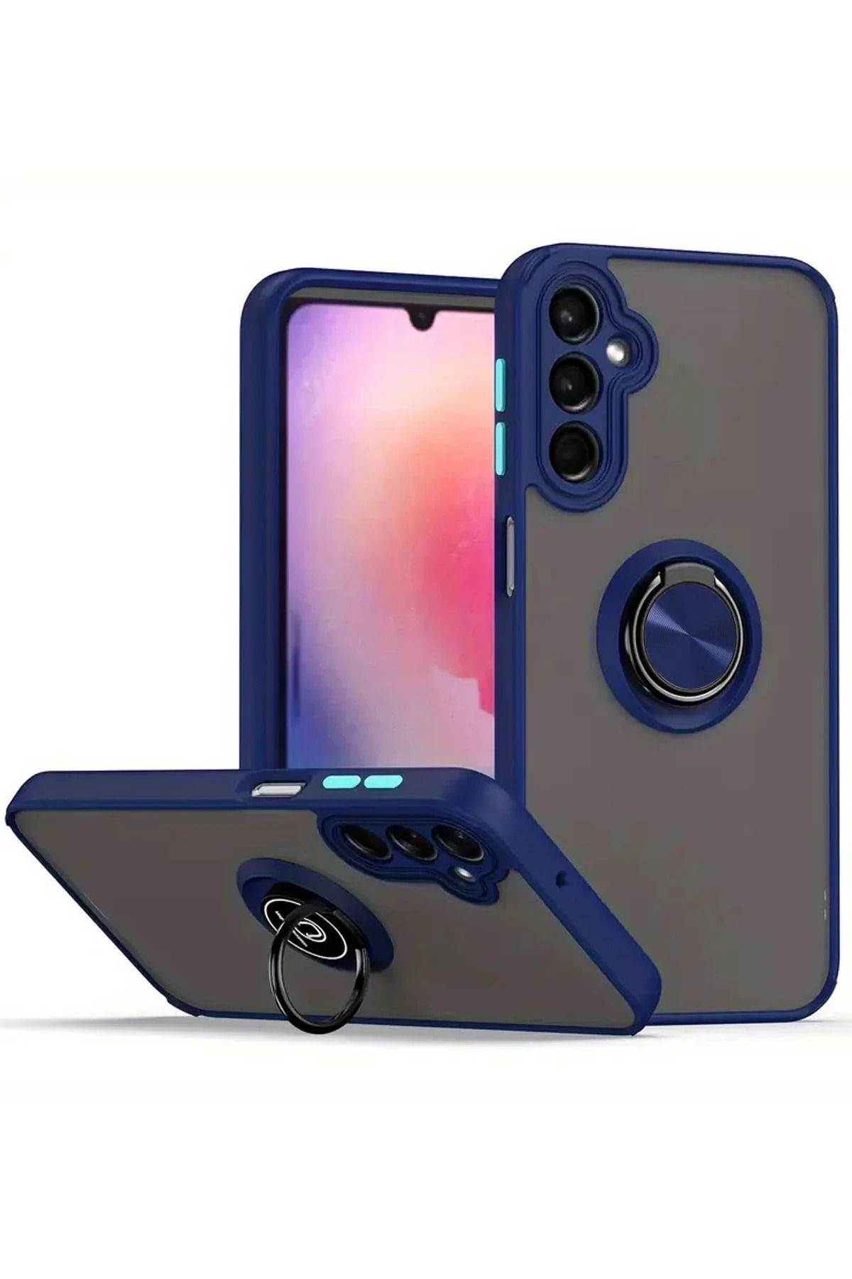 NewFace Samsung Galaxy A05S Kılıf Montreal Yüzüklü Silikon Kapak - Lacivert NRMSA
