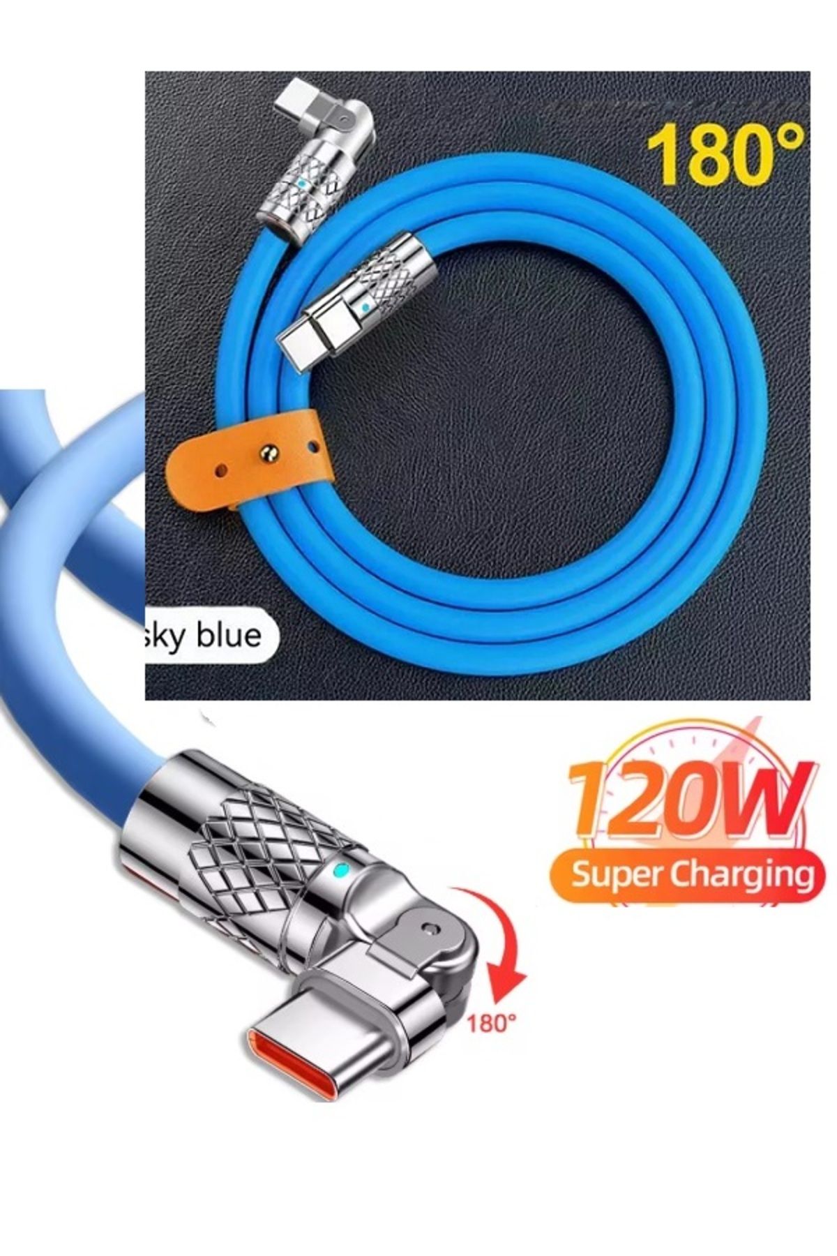 MOBİL GO Type-c To Usb-c Hızlı Şarj Kablosu 120w Pd Samsung Huawei Mi Ipad Şarz Kablo 180 Derece