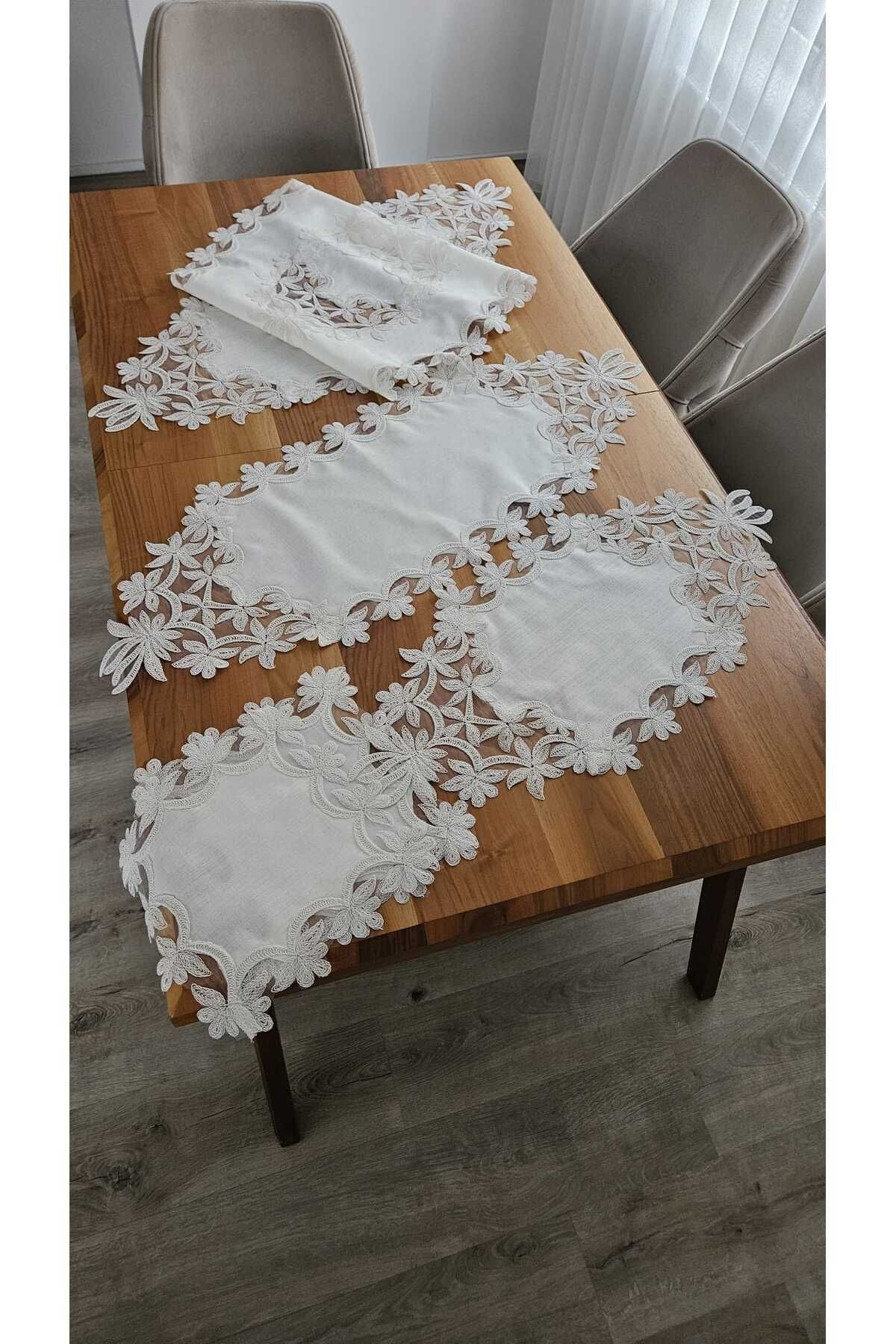 ZESA HOME Keten Üzerine Ağar Güpürlü Lüx Salon Takımları