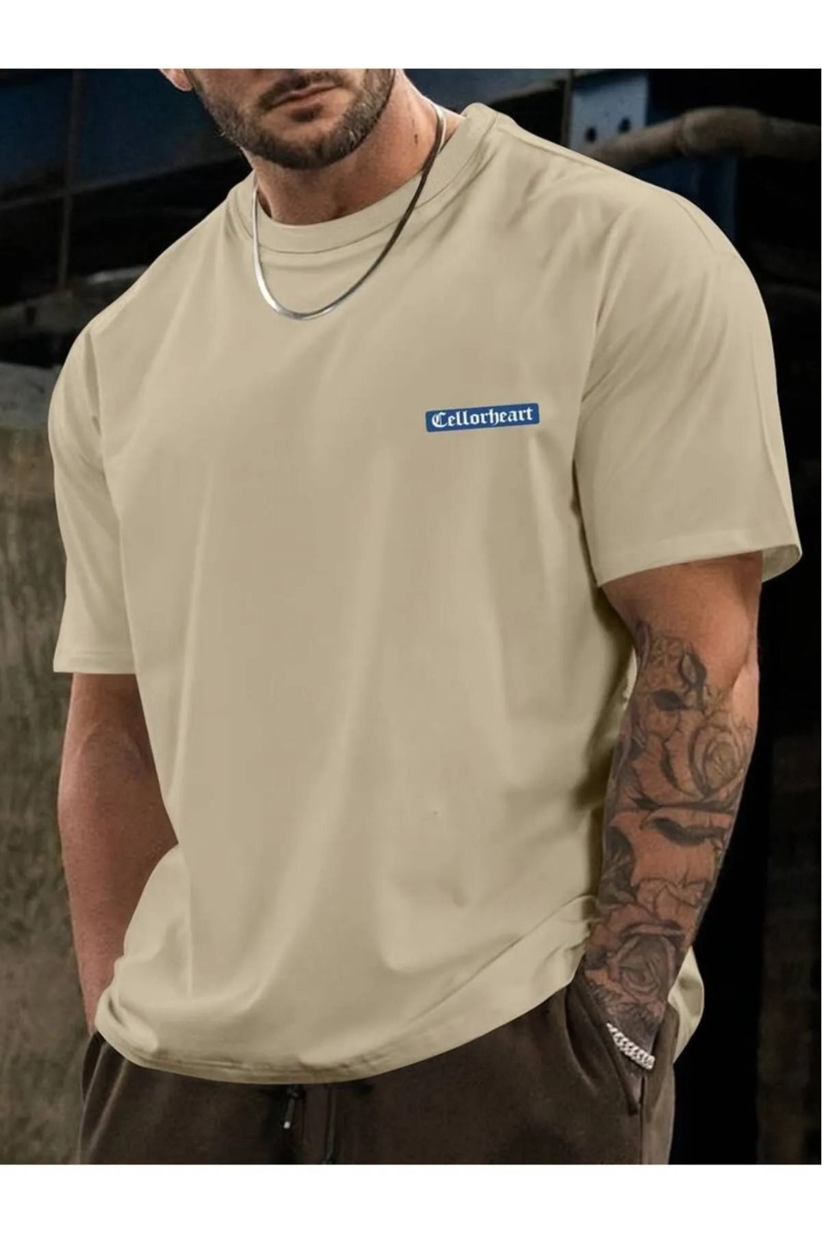 PAVRO Unisex Tshrt Pavro rahat kesim celleh baskılı tshrt