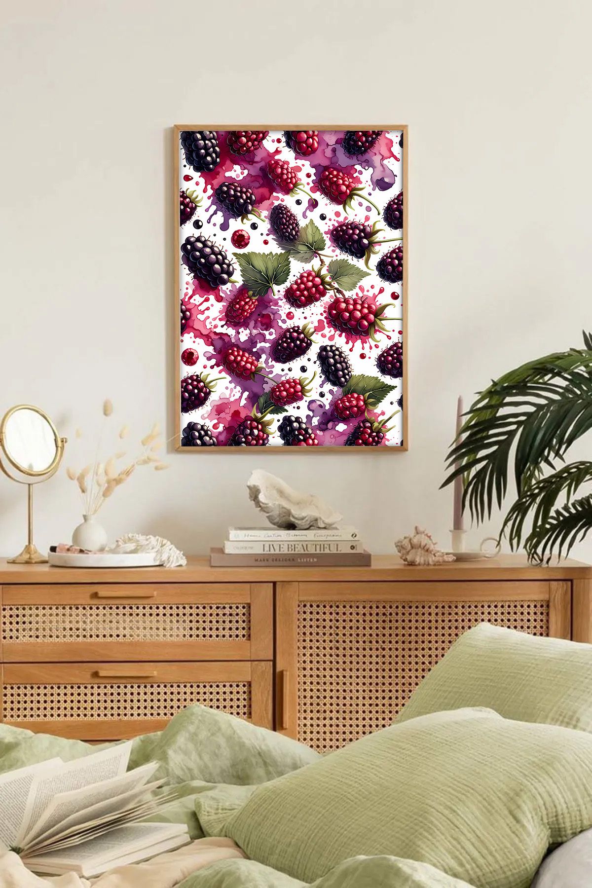 Dekorsiahome Tek Parça Ahşap Çerçeveli Oturma Odası Salon Mutfak Tablo TK0257