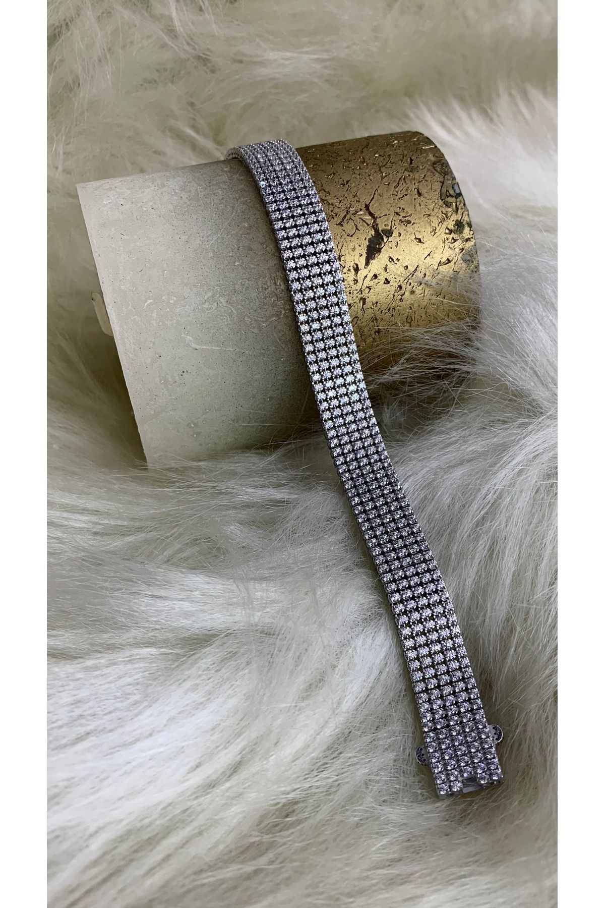 TRİA SİLVER Gümüş Kadın Bileklik Işıltılı Zirkon Taşlı Özel Tasarım Yüksek Kalite Rodyum Kaplama