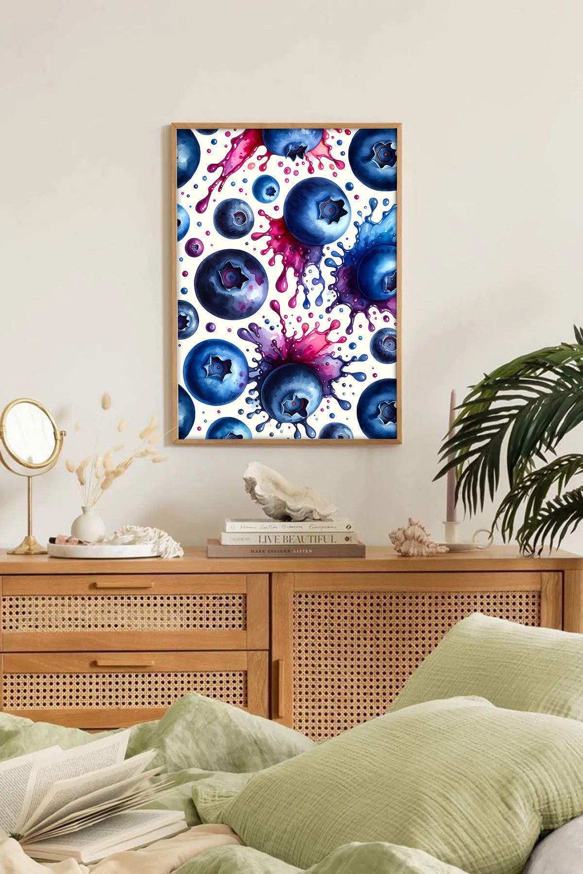 Dekorsiahome Tek Parça Ahşap Çerçeveli Oturma Odası Salon Mutfak Tablo TK0258