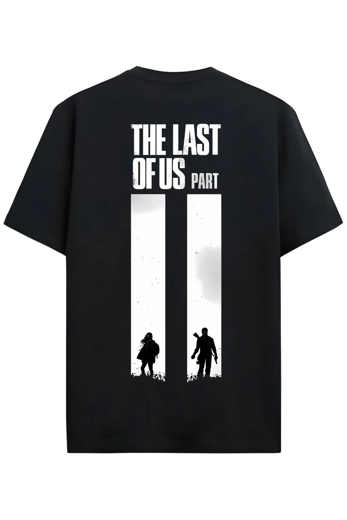Alex Rosen Unisex Oversize Bisiklet Yaka The Last Of Us Baskılı Kısa Kollu Siyah Tişört
