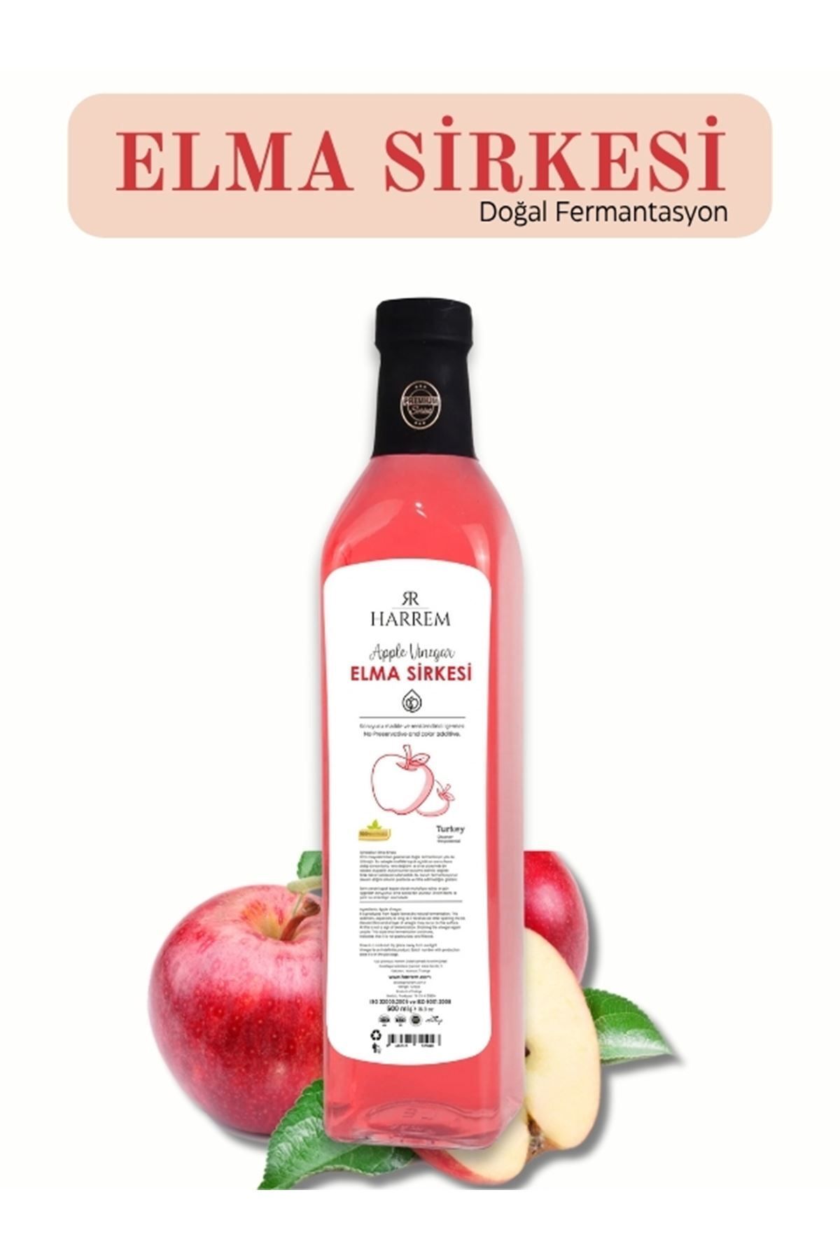 Harrem Elma Sirkesi Doğal Fermantasyon 500ml Cam Şişe