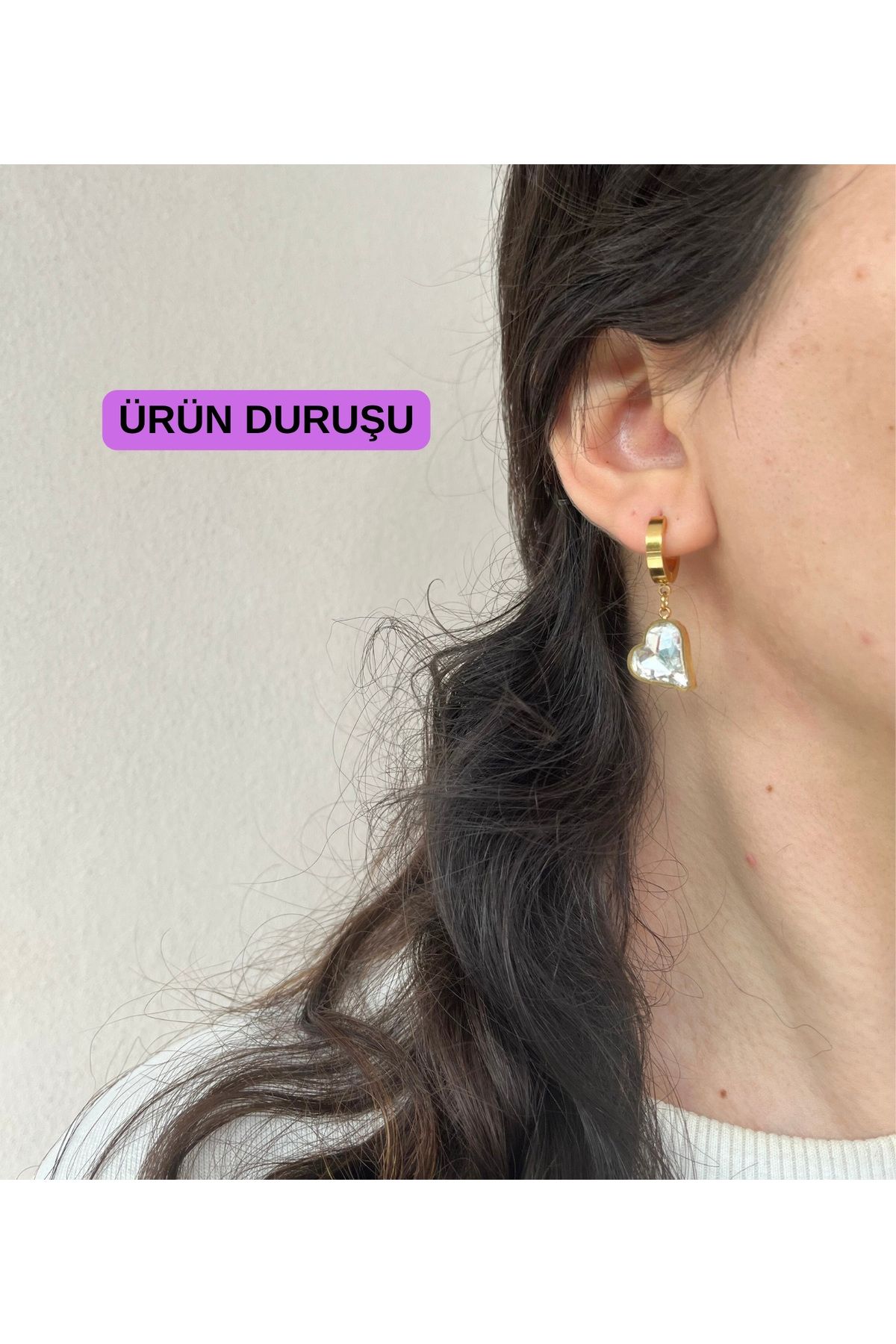Çelik Kararmaz Kalp Küpe Antialerjik