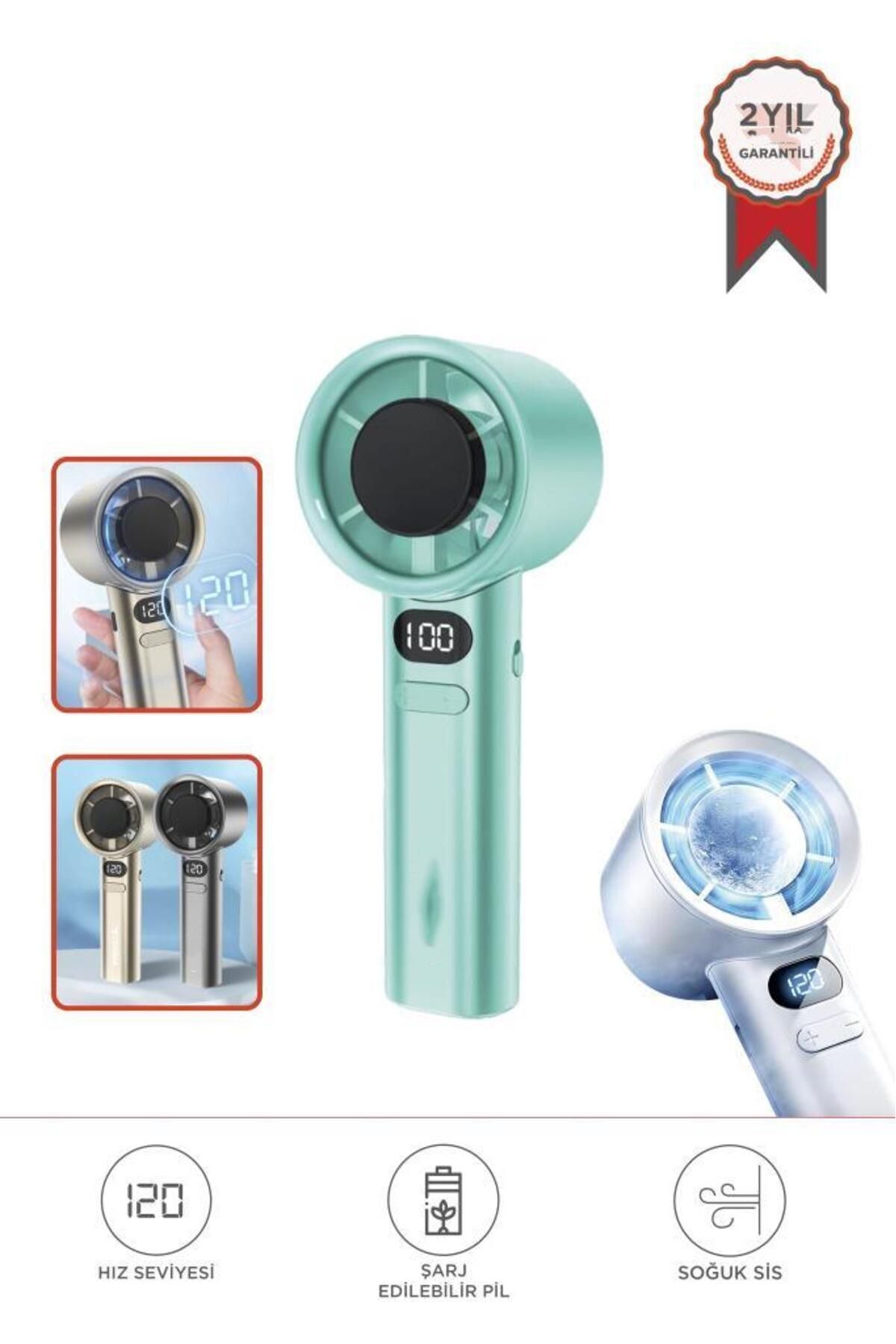 Ahanda Buldum AhandaBuldum Dijital Ekranlı 120 Hız Ayarlı Taşınabilir Mini Fan Yeşil