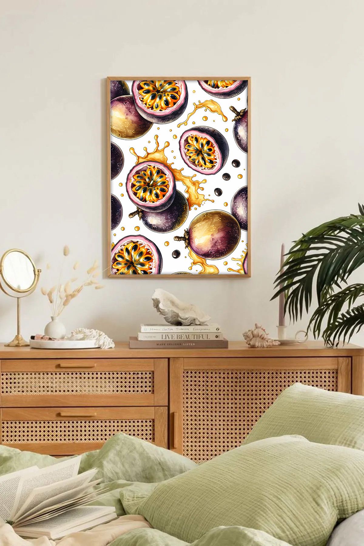Dekorsiahome Tek Parça Ahşap Çerçeveli Oturma Odası Salon Mutfak Tablo TK0268