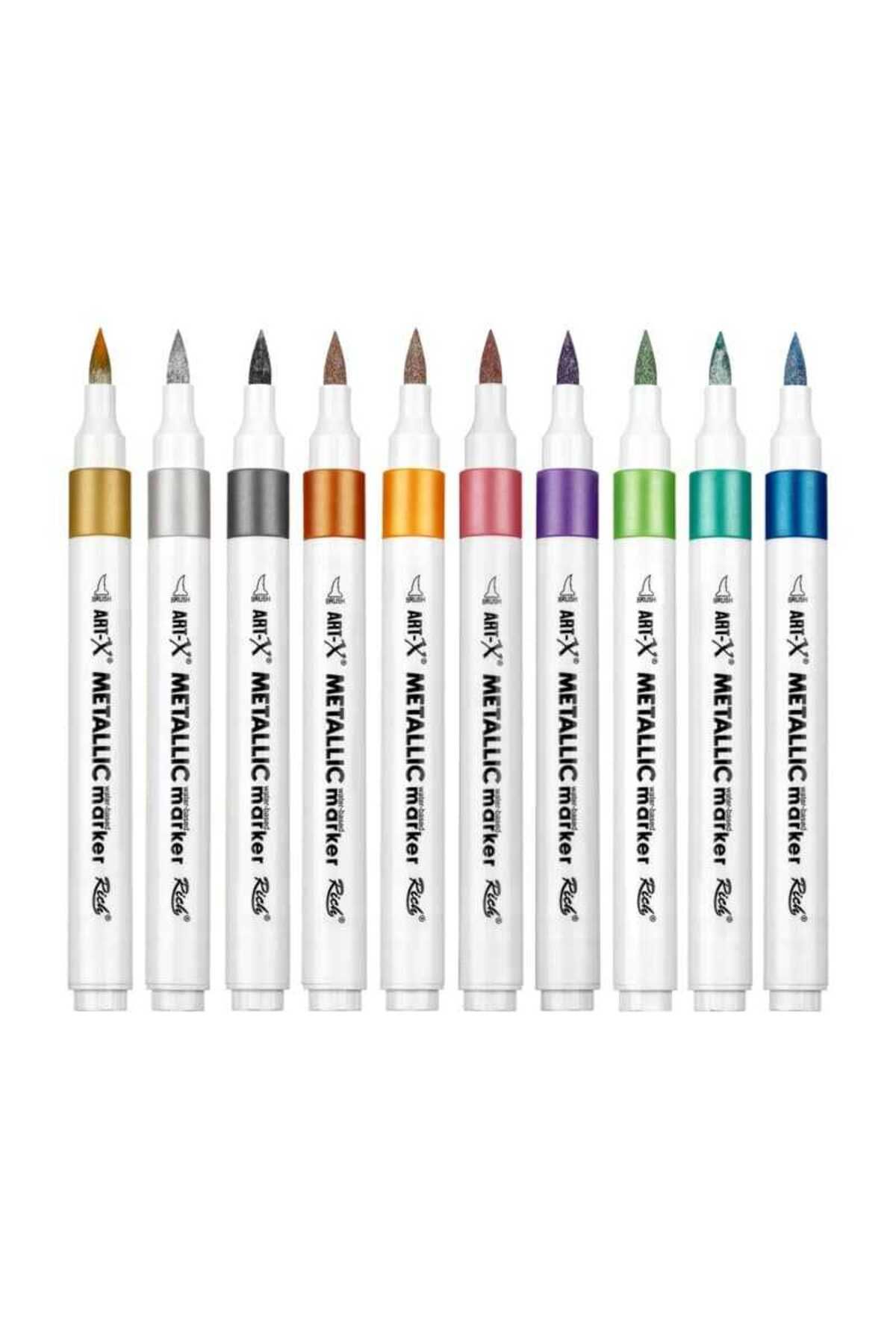 Rich Art-X Acrylic Metallic Marker Su Bazlı Yaldızlı Akrilik Boyama Kalemi 10 Renk Set