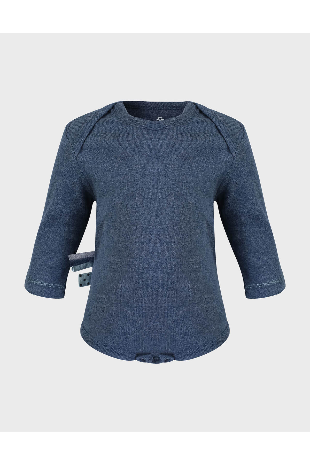 بادی نوزادی آستین بلند ارگانیک، نیلی ملانژ  بادی نوزادی آستین بلند ارگانیک، نیلی ملانژ