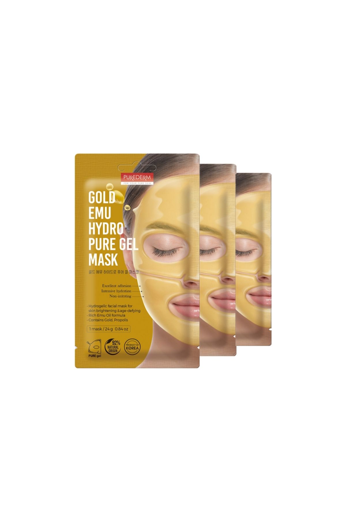 Purederm Gold Emu Hydrogel Mask 3'lü