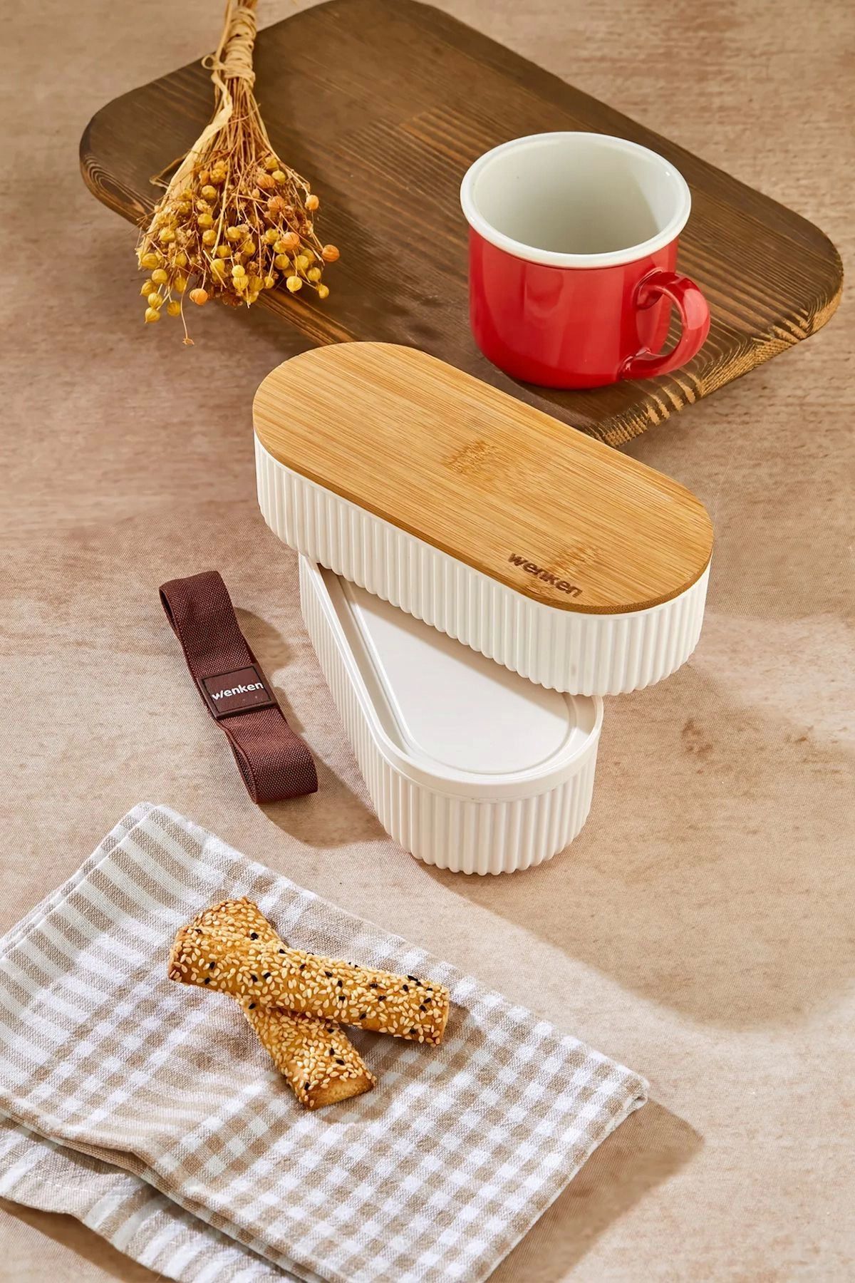hayalimsah 1000ml Ahşap Kapaklı Lunch Box 2'li Set Diyet Beslenme Kutusu Bambu Saklama Kabı