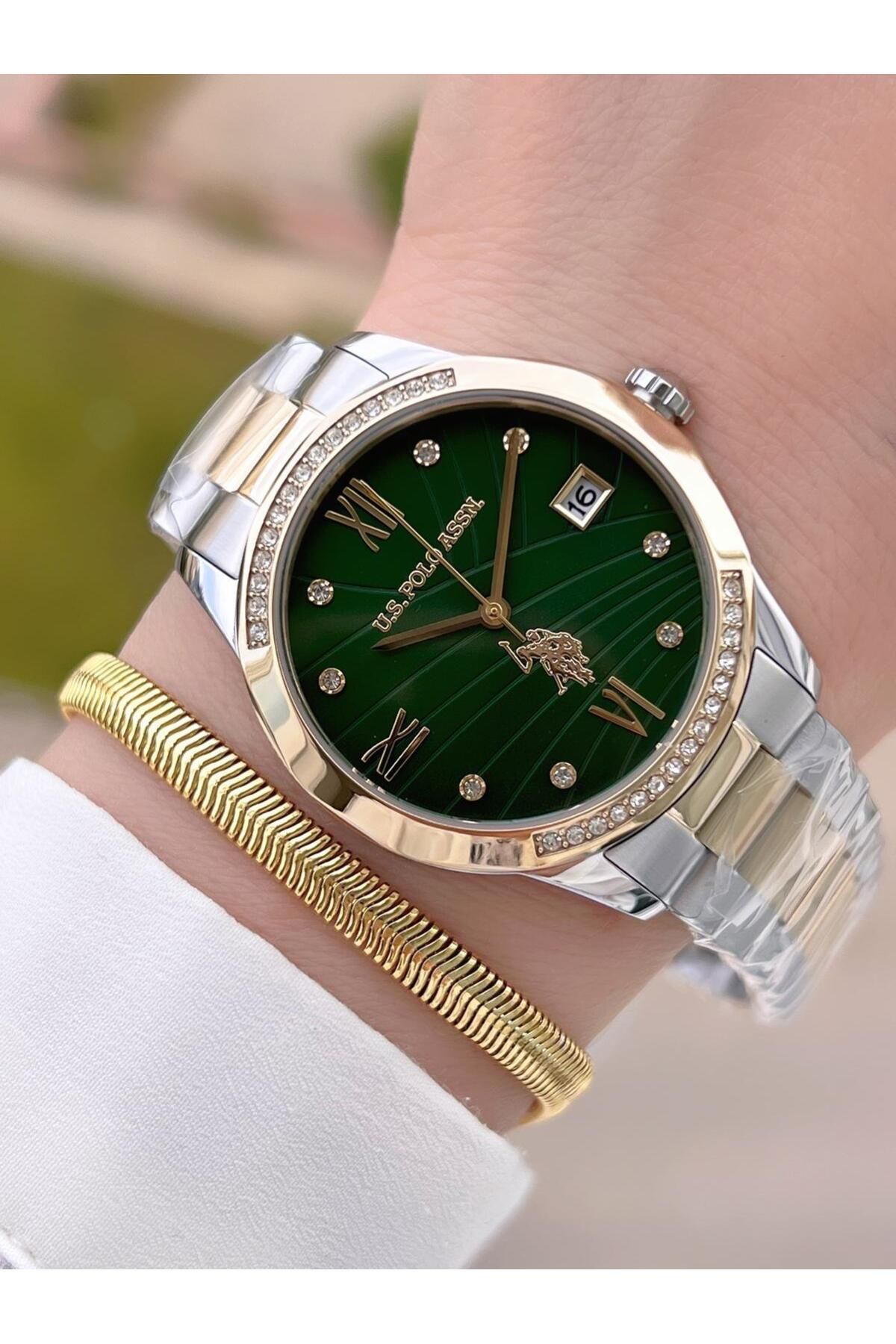 U.S. Polo Assn. U.S.POLO ASSN Çelik Kordon 5 Atm Suya Dayanıklı Kadın Kol Saati+Bileklik Hediyeli USPA.2059.B08
