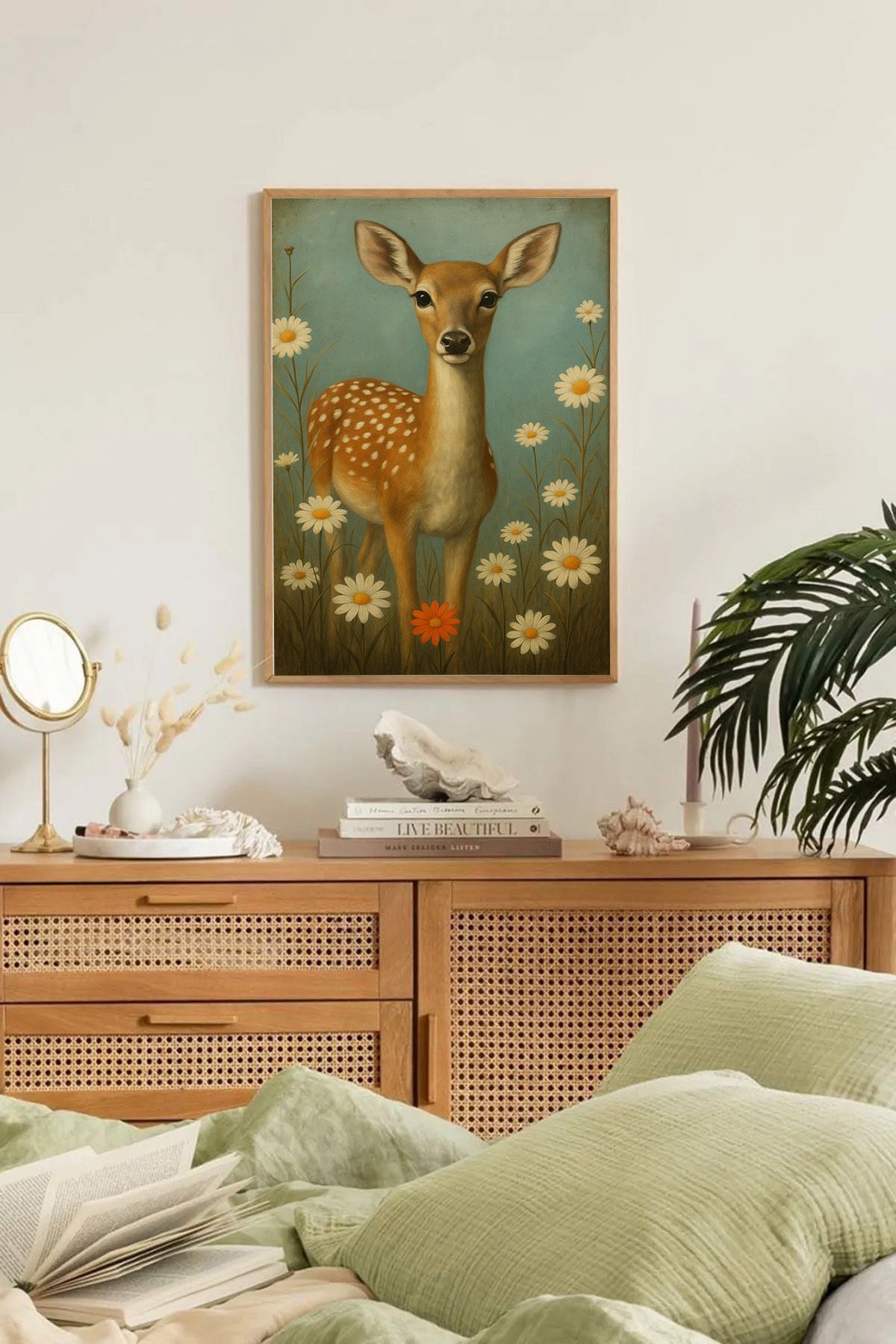 Dekorsiahome Tek Parça Ahşap Çerçeveli Oturma Odası Salon Mutfak Tablo TK0278