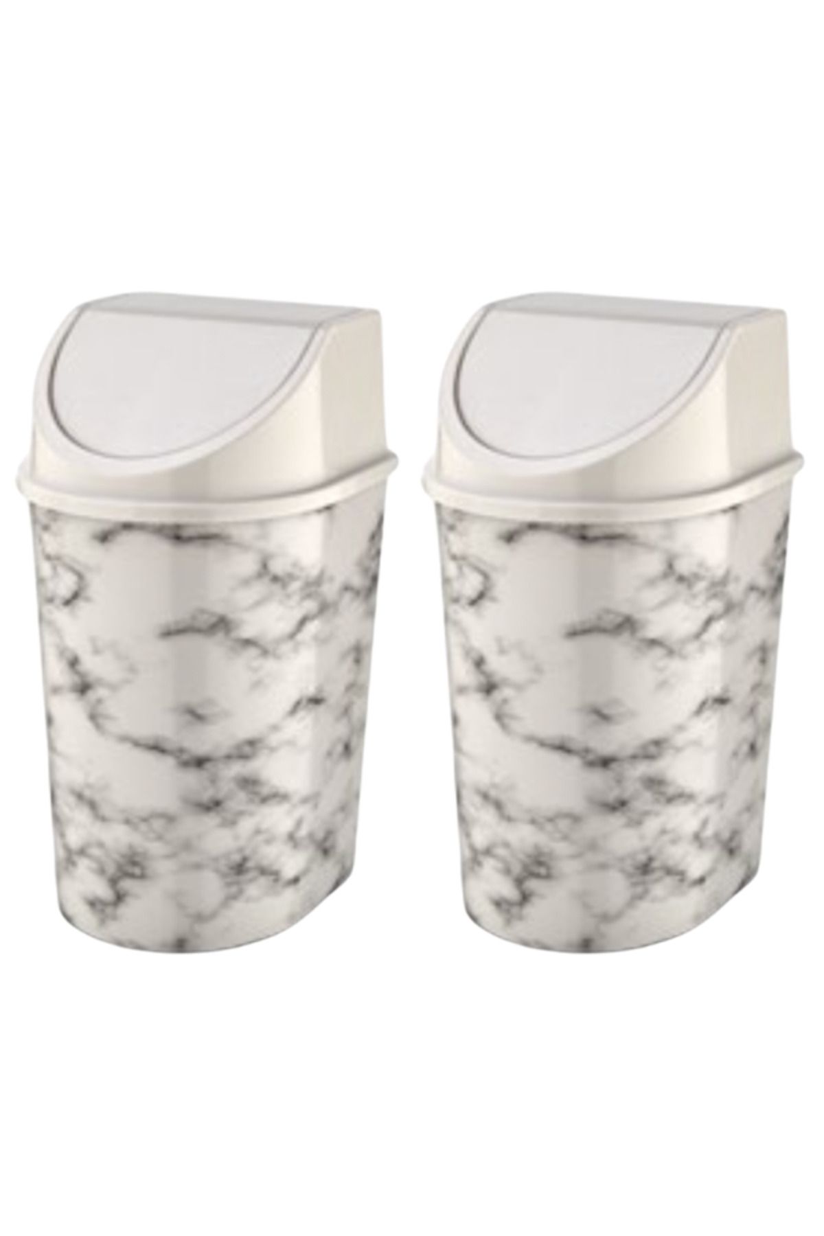 entropiy 2 ADETTIR - Klip Çöp Kovası -5 litre Mermer Desenli Dekoratif - Mutfak ve Banyo Plastik Ürün