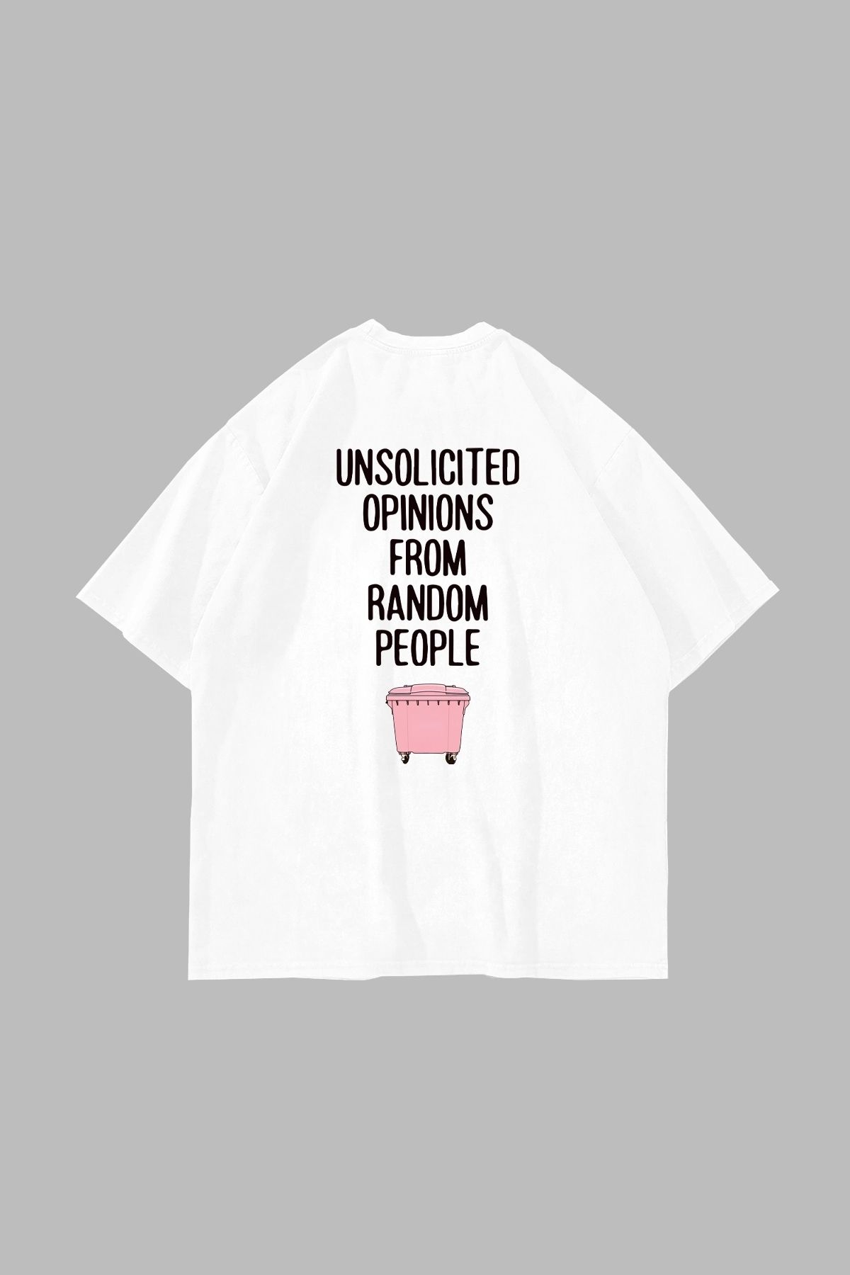 Bak Moda Trash İdeas Baskılı Oversize Unisex Beyaz Tshirt