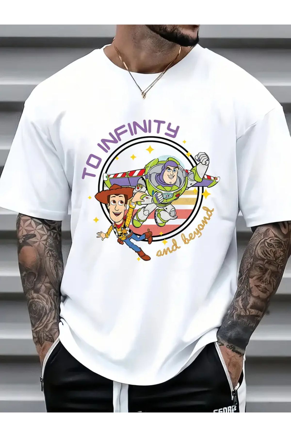 AEMİ Unisex Baskılı Oversize Bisiklet Yaka T-shirt