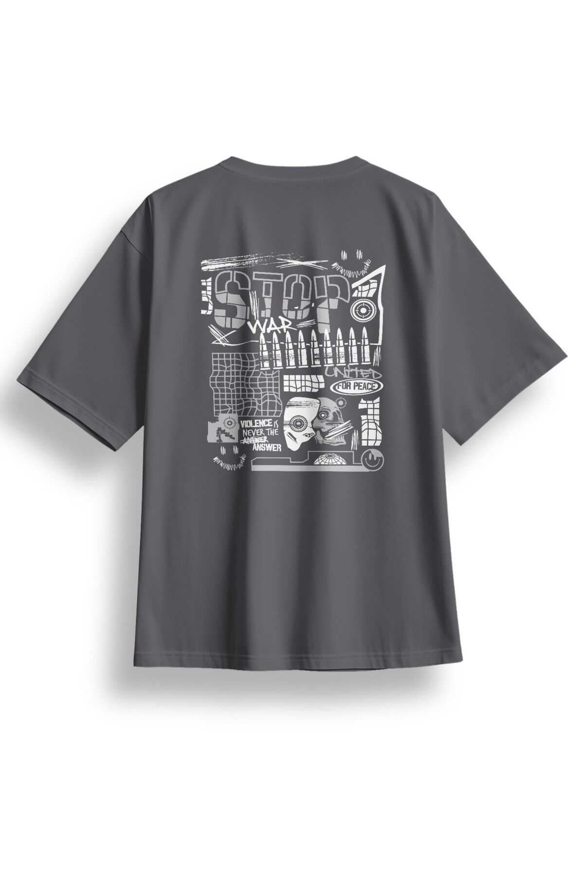 LUMARTA Oversize Stop War Baskılı Tshirt