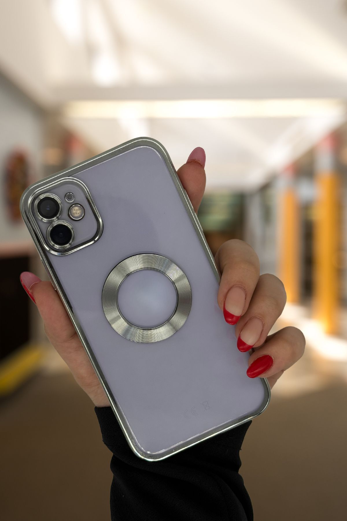 PSGT apple ( Iphone 11 ) Uyumlu Kılıf Logo Yeri Açık Metalik Kılıf Şeffaf Silikon