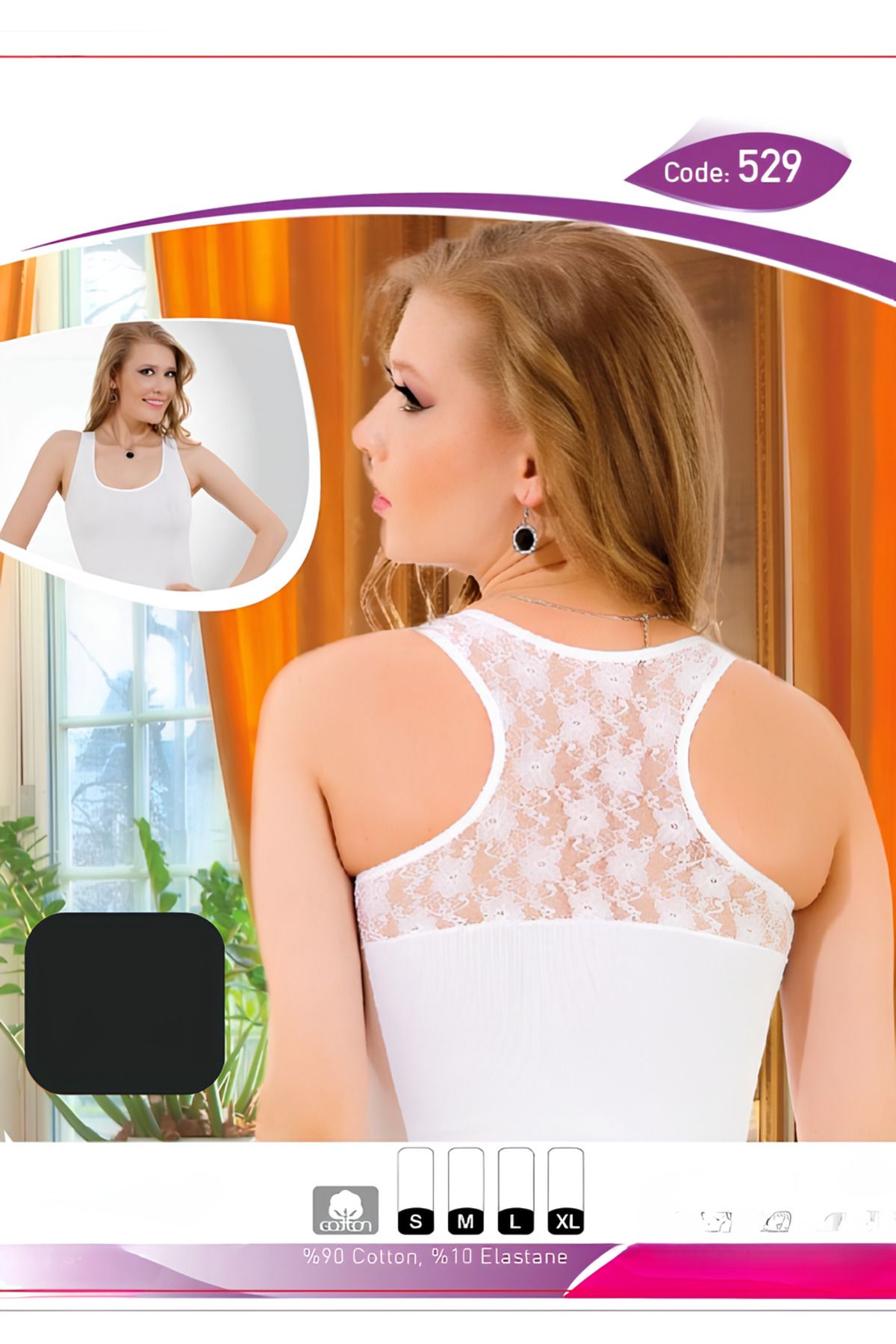 NETLY Kadın Sporcu Dantelli Atlet- %90 pamuk