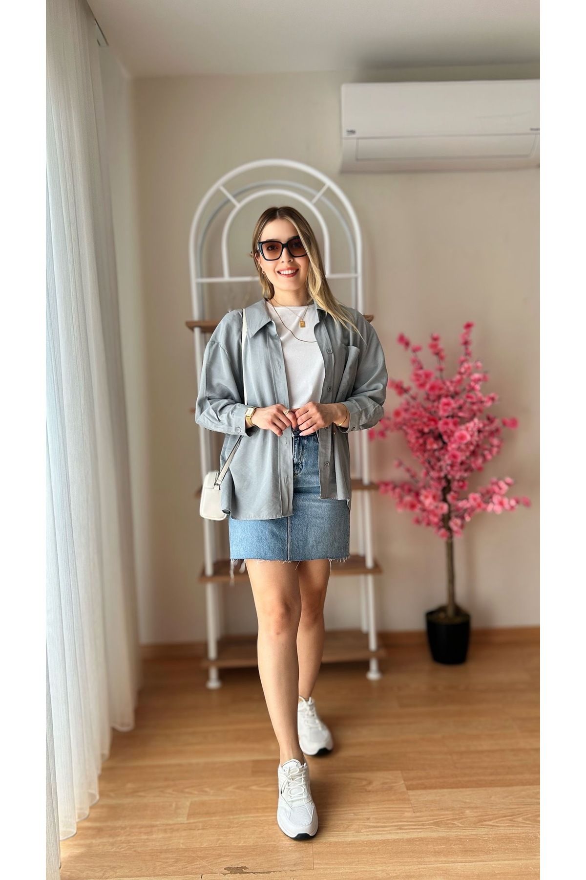fidoş Kadın ZR Model Keten Oversize Gömlek (Yazlık-Baharlık)