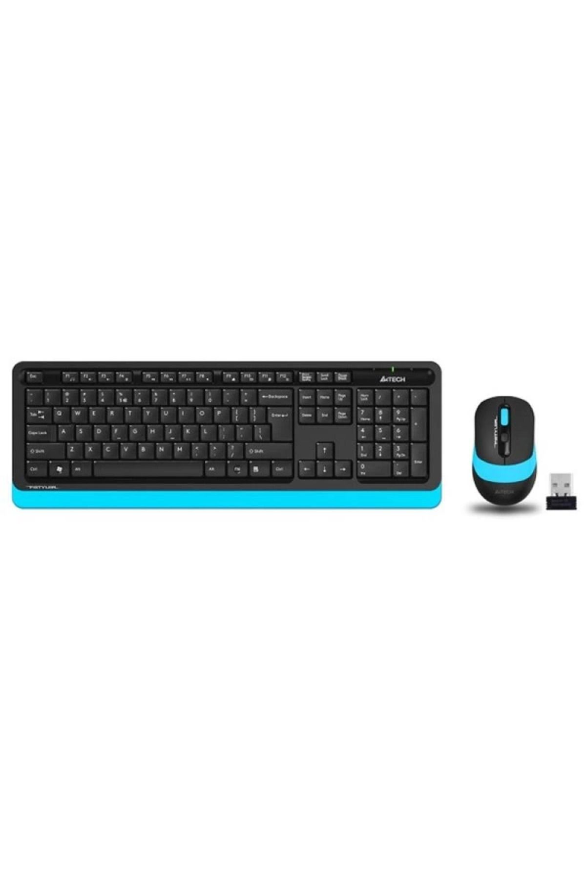 hayalimsah A4 TECH FG1010 Kablosuz Q Trk Optic Mouse Siyah/Mavi Multimedya Klavye - Mouse Set