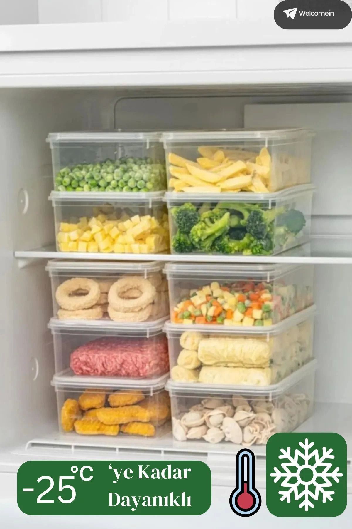 LiderGlobal-5 Pieces of 2Lt. Storage Container Organizer Suitable for Deep Freezer with Self-Cover (2000 ml) 3