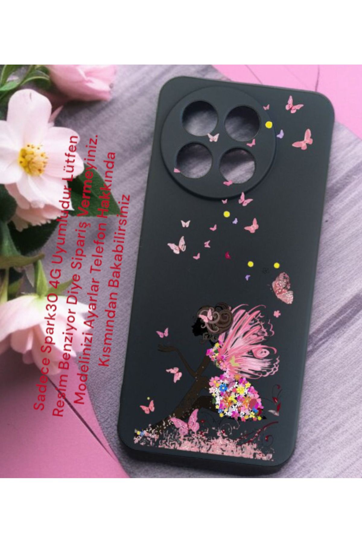 Kılıforyum Tecno Spark30Pro 4G Kılıf İçi Kadife Baskılı Kılıf Sadece Spark 30 Pro Uyumludur