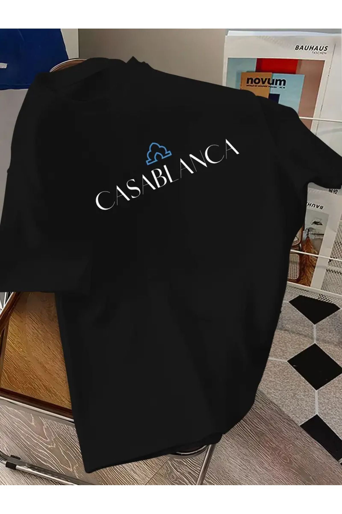 AEMİ Unisex Baskılı Oversize Bisiklet Yaka T-shirt