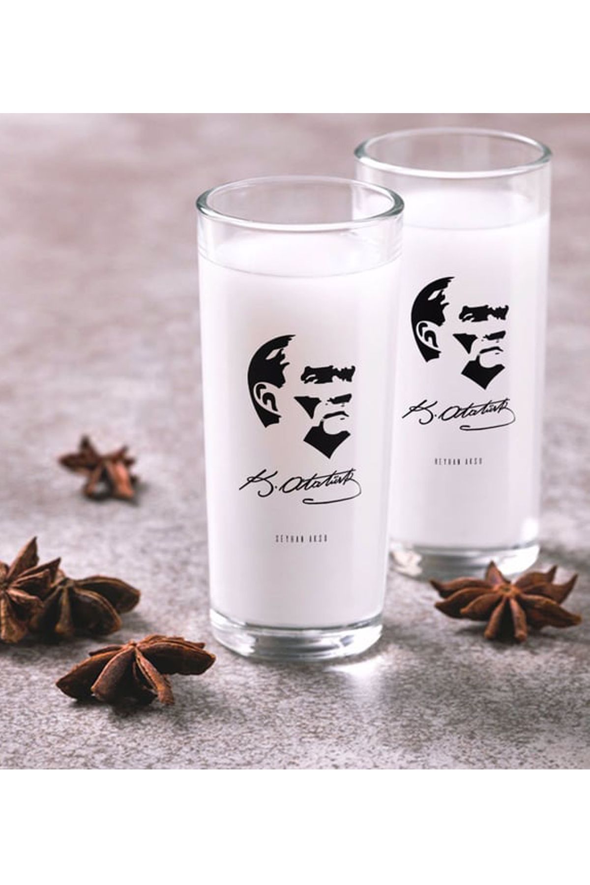 Cups Art Kişiye Özel İsim ve Atatürk Baskılı 2'li Rakı Bardağı