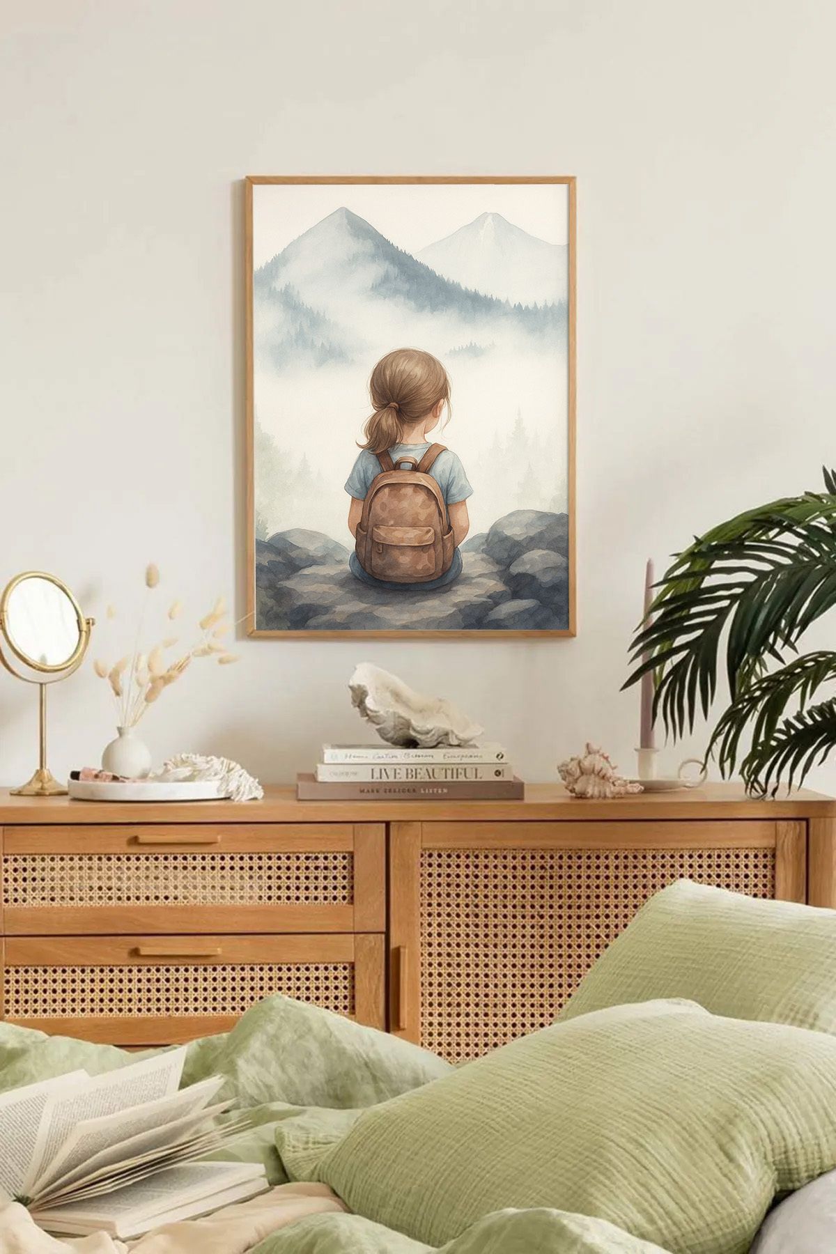 Dekorsiahome Tek Parça Ahşap Çerçeveli Oturma Odası Salon Mutfak Tablo TK0290