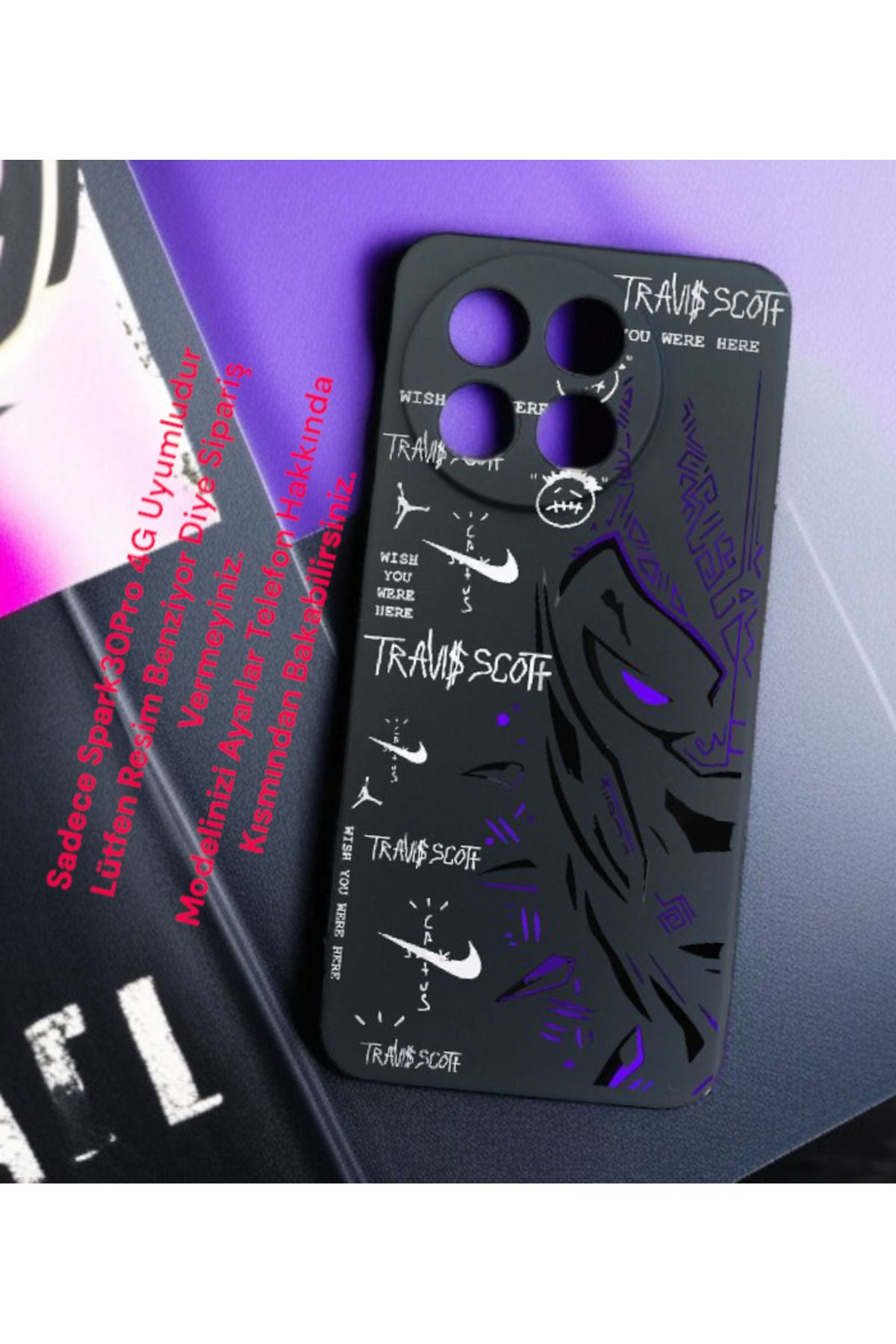 Kılıforyum Tecno Spark30Pro 4G Kılıf İçi Kadife Baskılı Kılıf Sadece Spark 30 Pro Uyumludur